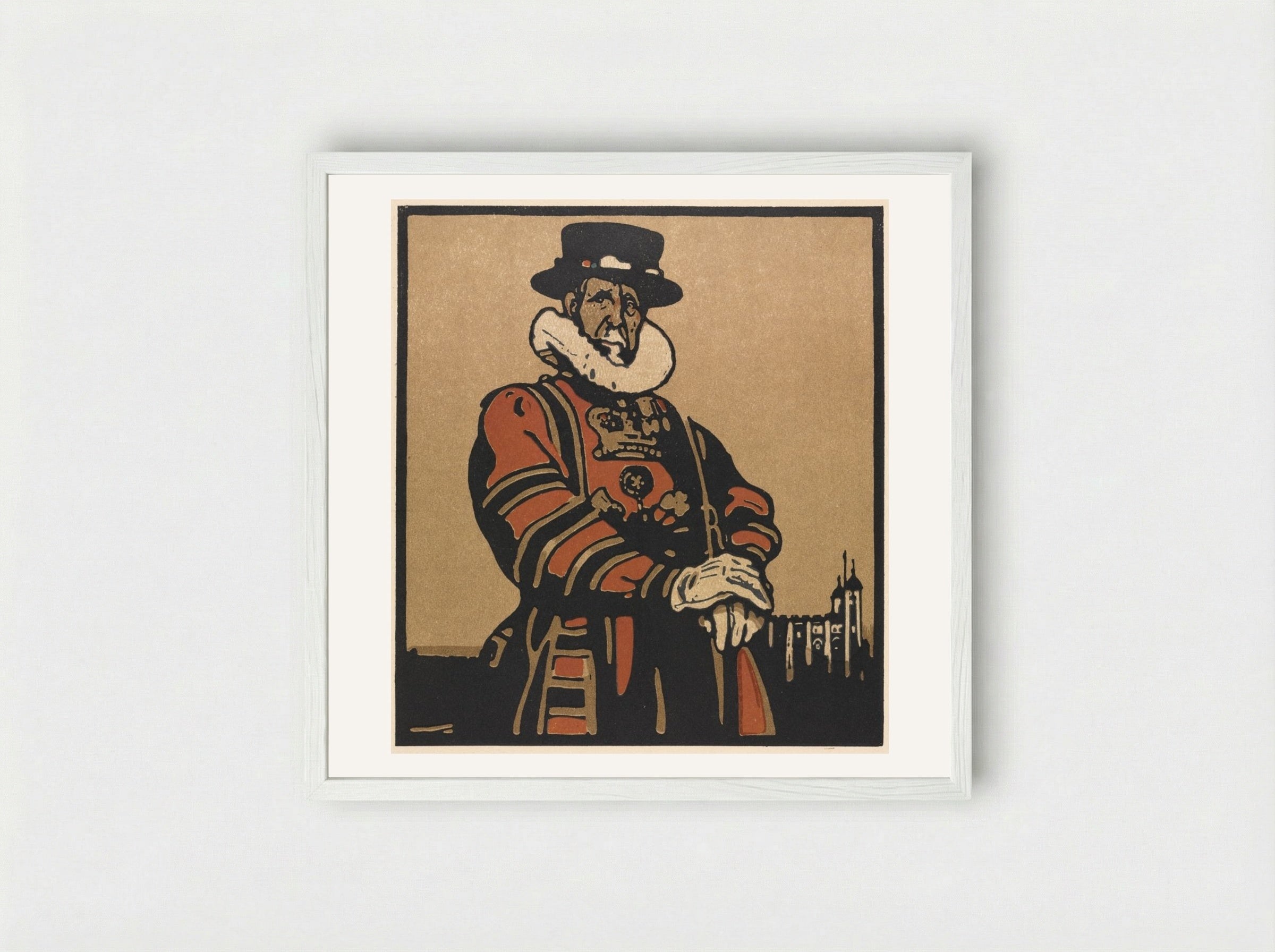 London Types: Beefeater - William Nicholson - Framed Print White