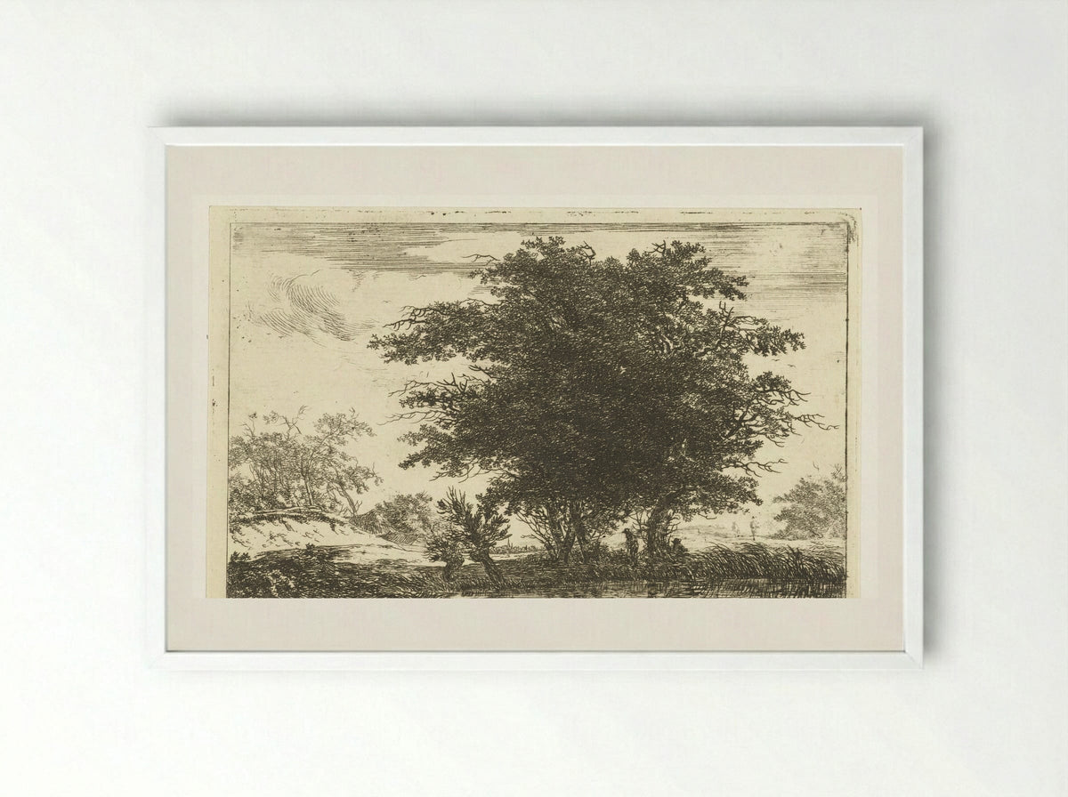 Zwaar geboomte aan een plas - Hermanus van Brussel - Framed Print White