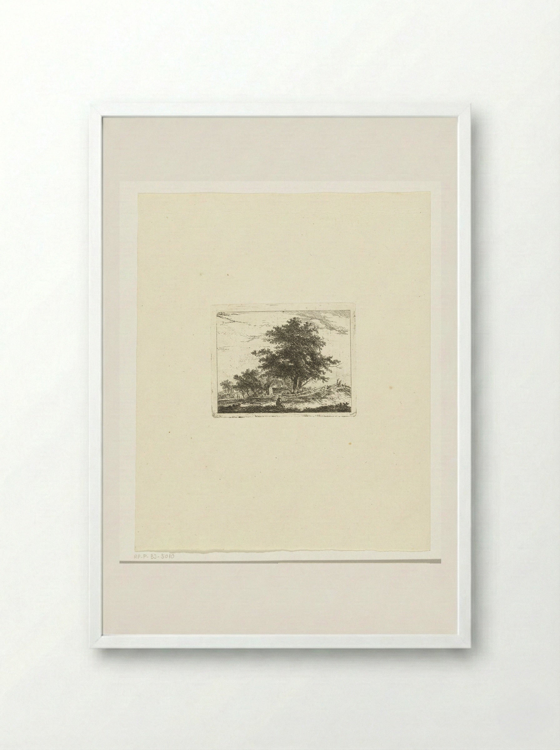 Landschap met rustende wandelaar - Hermanus van Brussel - Framed Print White