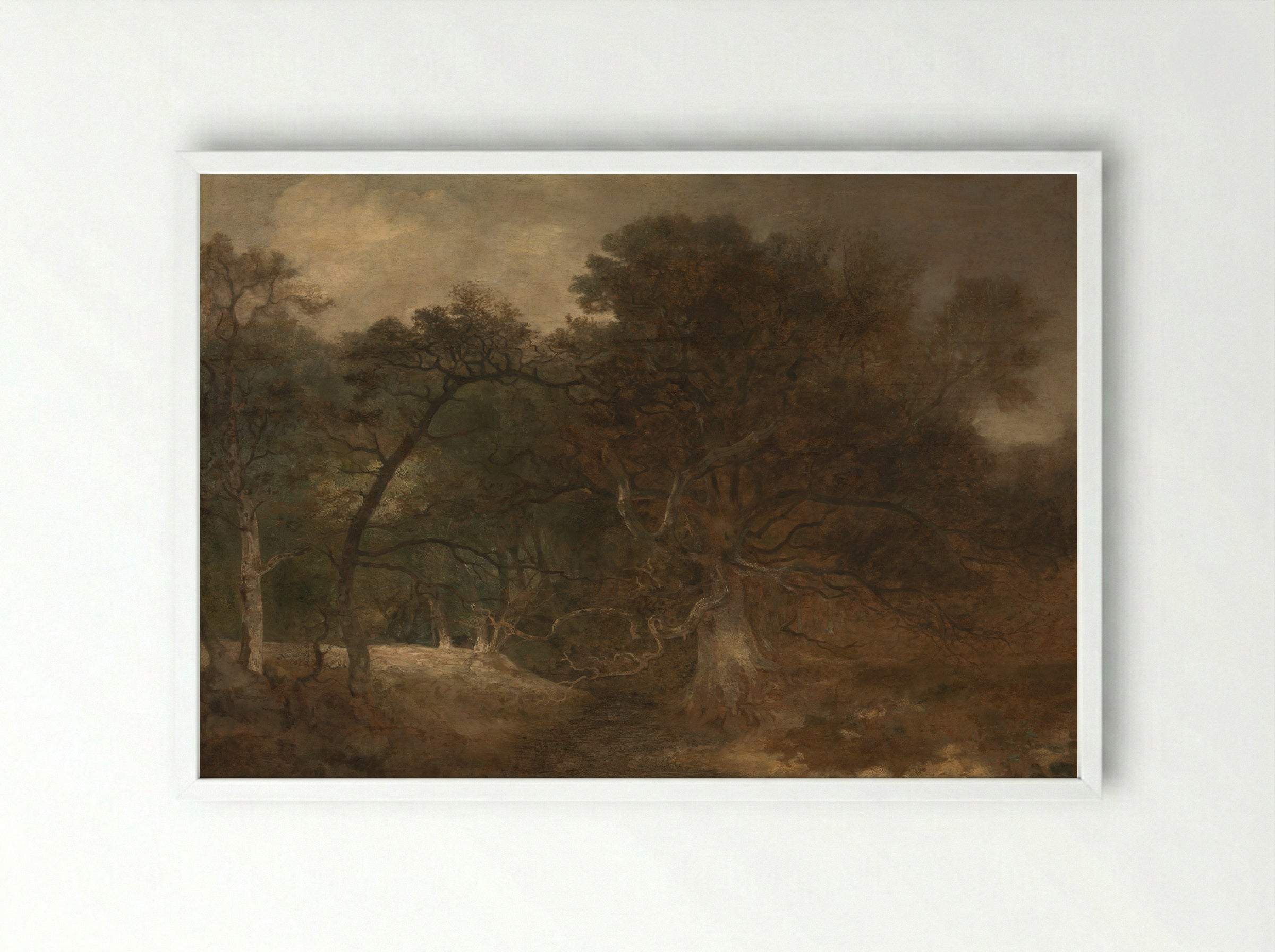 Landscape with a Waterfall near Norwich, Norfolk - John Crome - Framed Print White