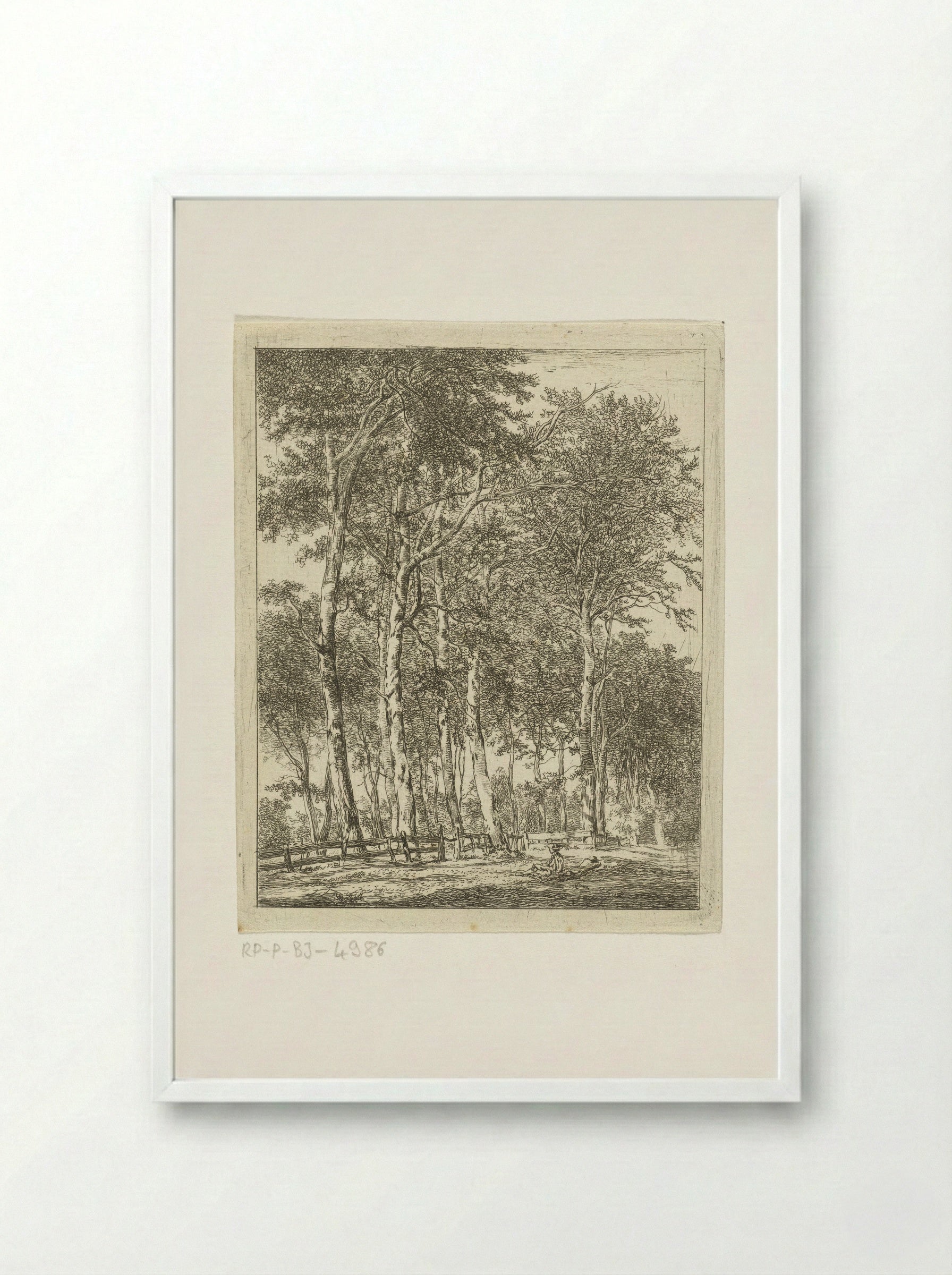 Rustende figuren bij hoge bomen - Hermanus van Brussel - Framed Print White