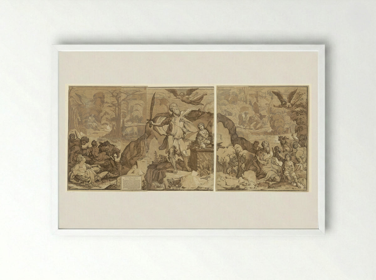 The Sacrifice of Isaac - Andrea Andreani - Framed Print White