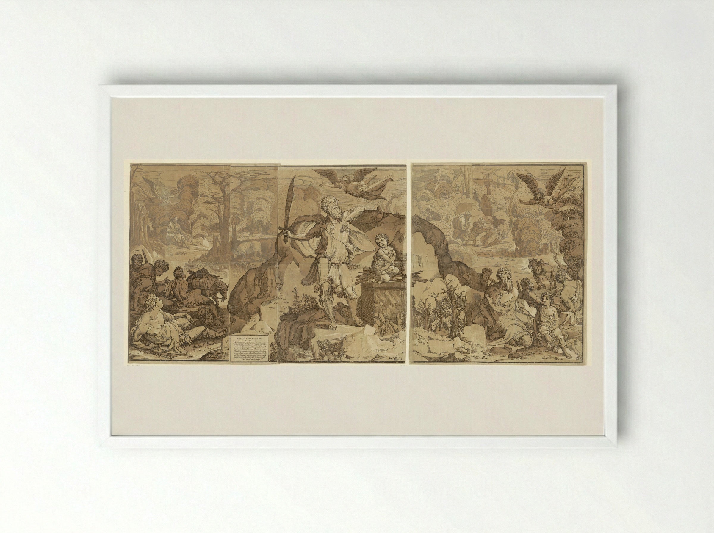 The Sacrifice of Isaac - Andrea Andreani - Framed Print White