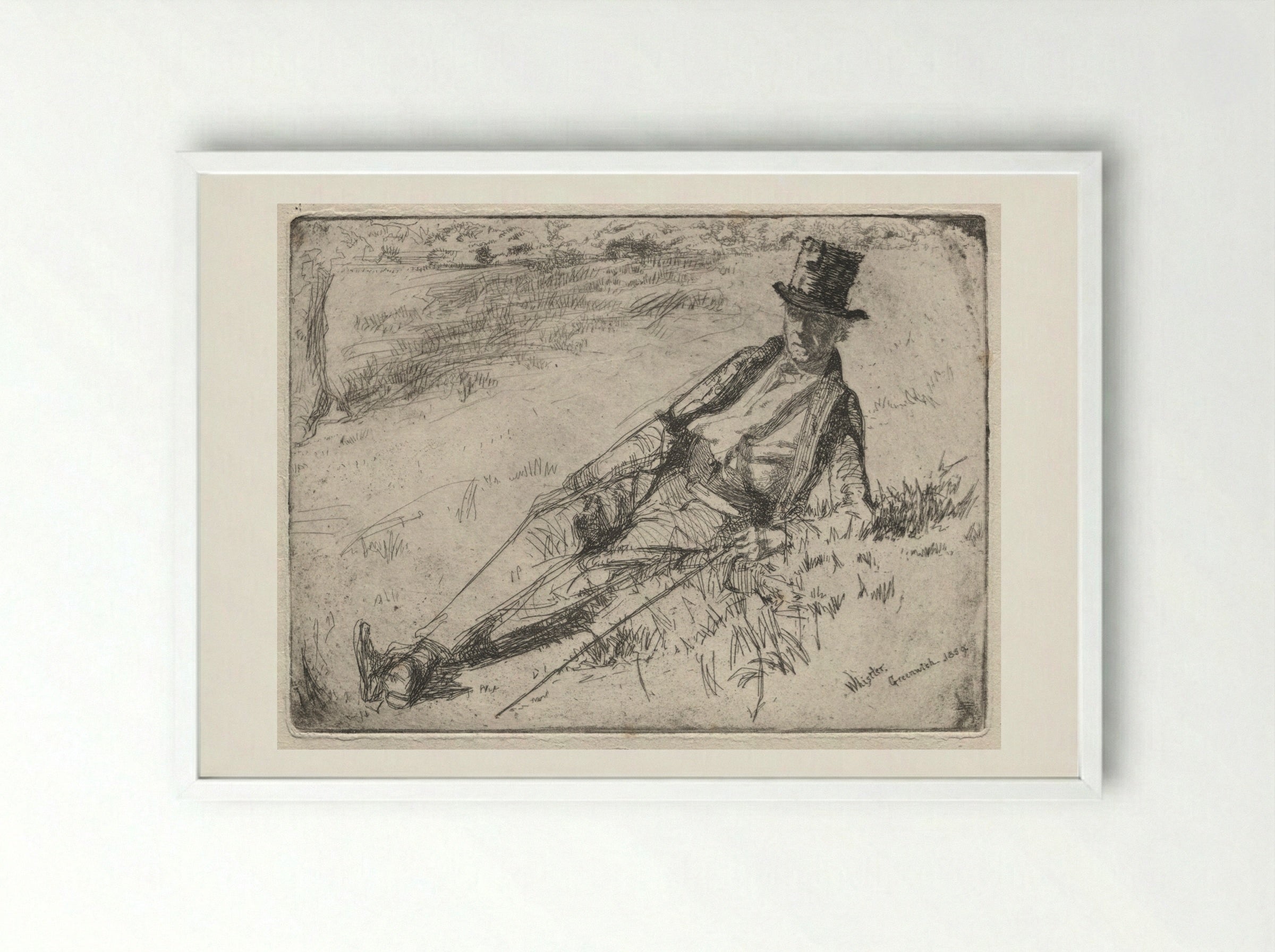 Greenwich Pensioner - James McNeill Whistler - Framed Print White