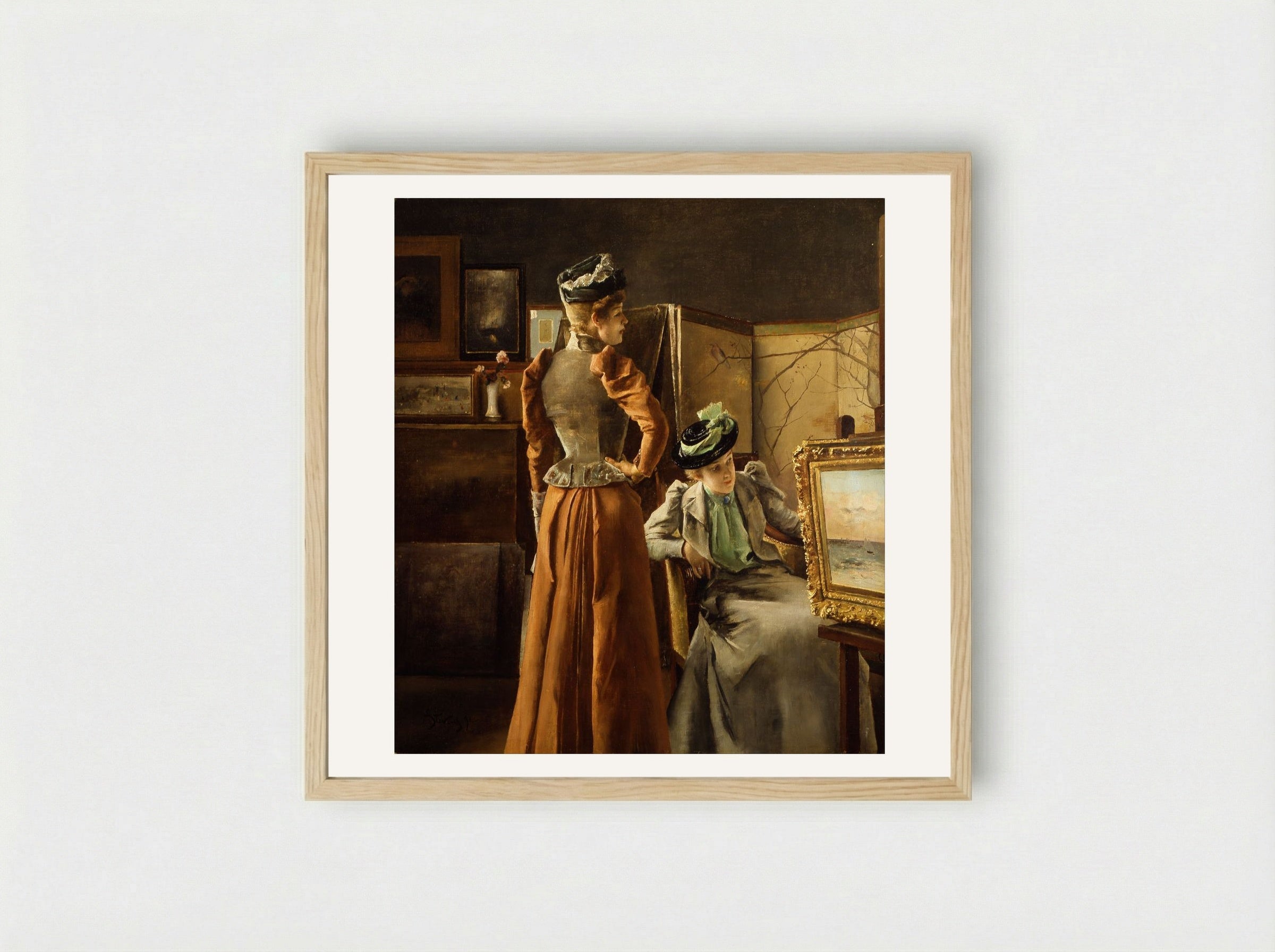In the Studio - Alfred Stevens - Framed Print Wood