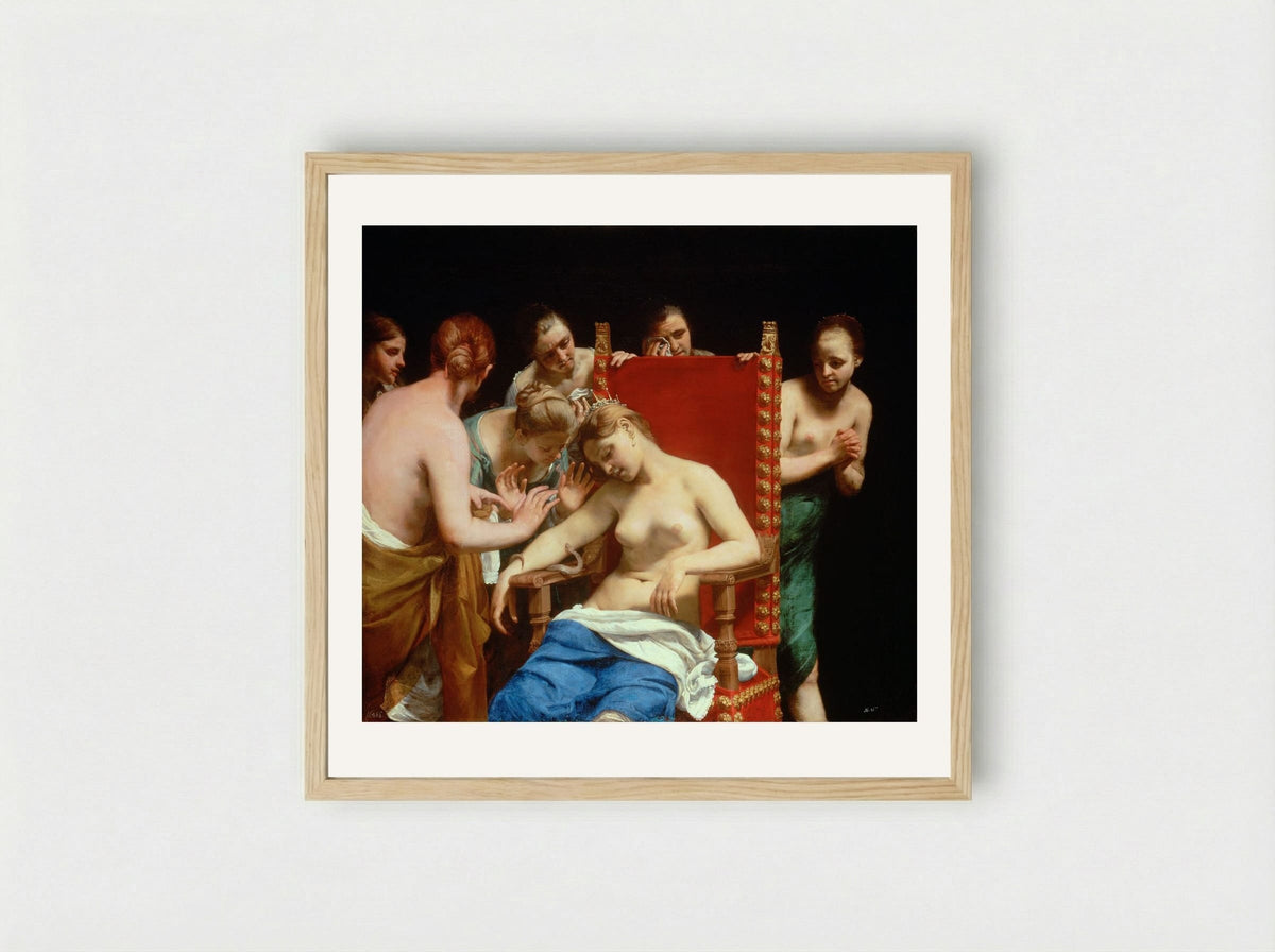 The Death of Cleopatra - Guido Cagnacci - Framed Print Wood