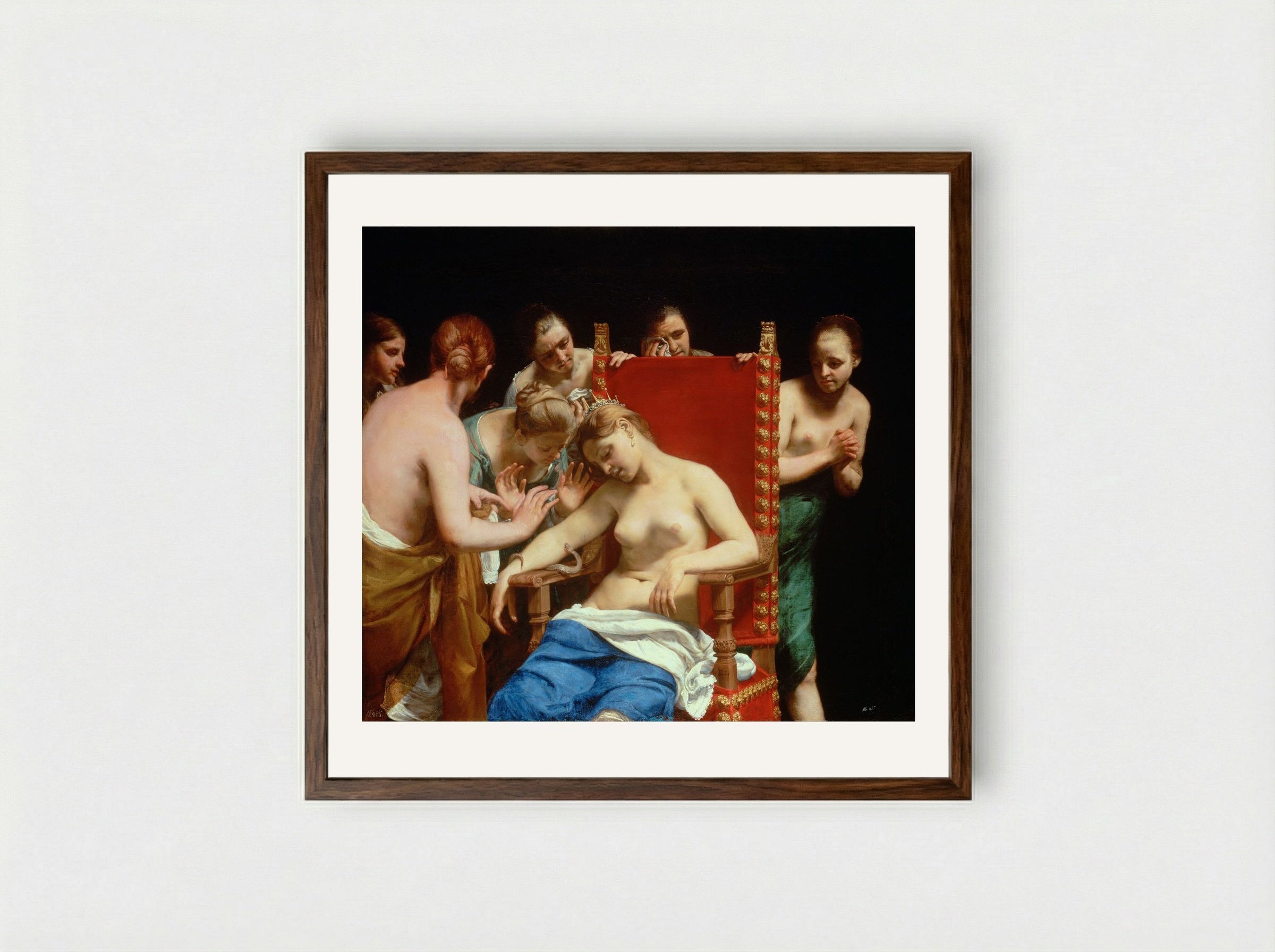 The Death of Cleopatra - Guido Cagnacci - Framed Print Dark Wood