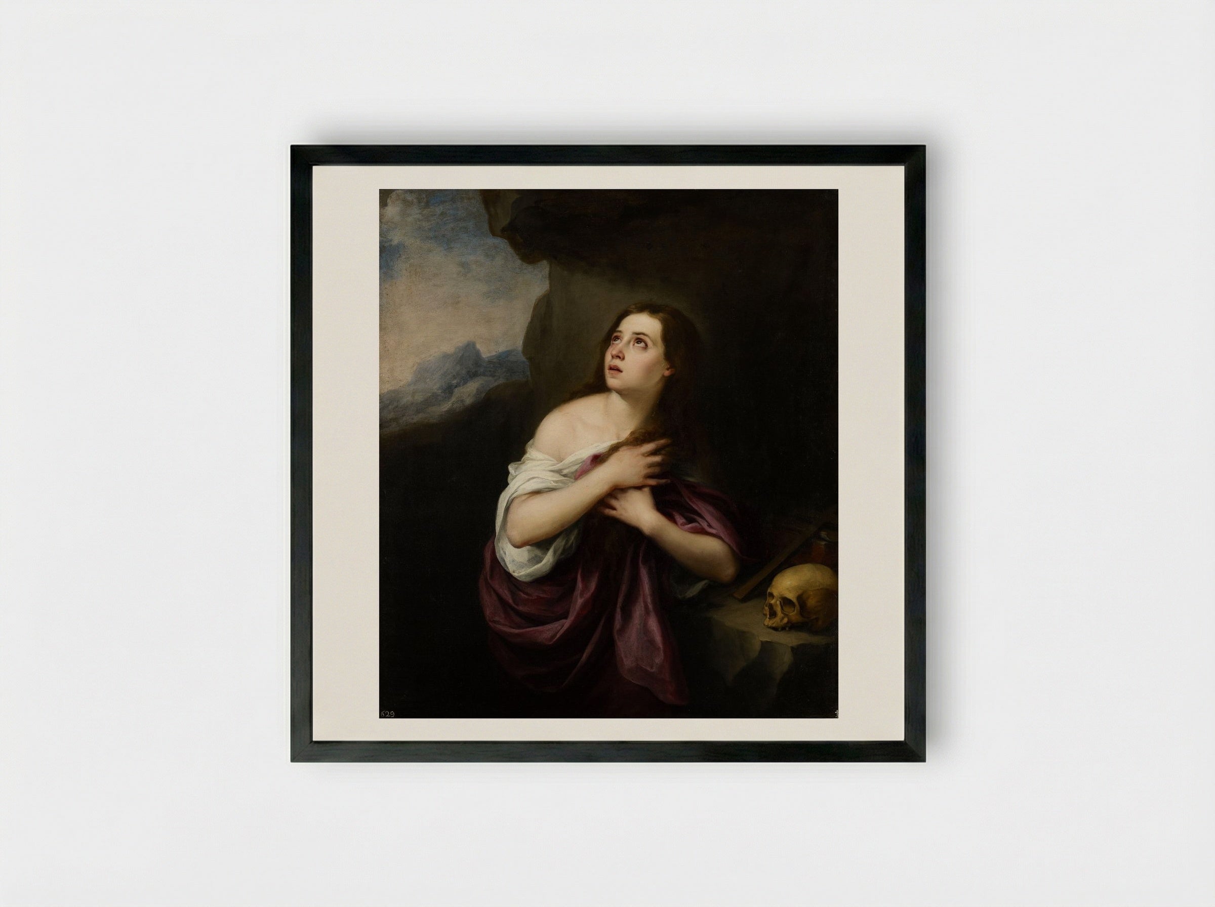 Penitent Magdalene - Bartolomé Esteban Murillo - Framed Print Black