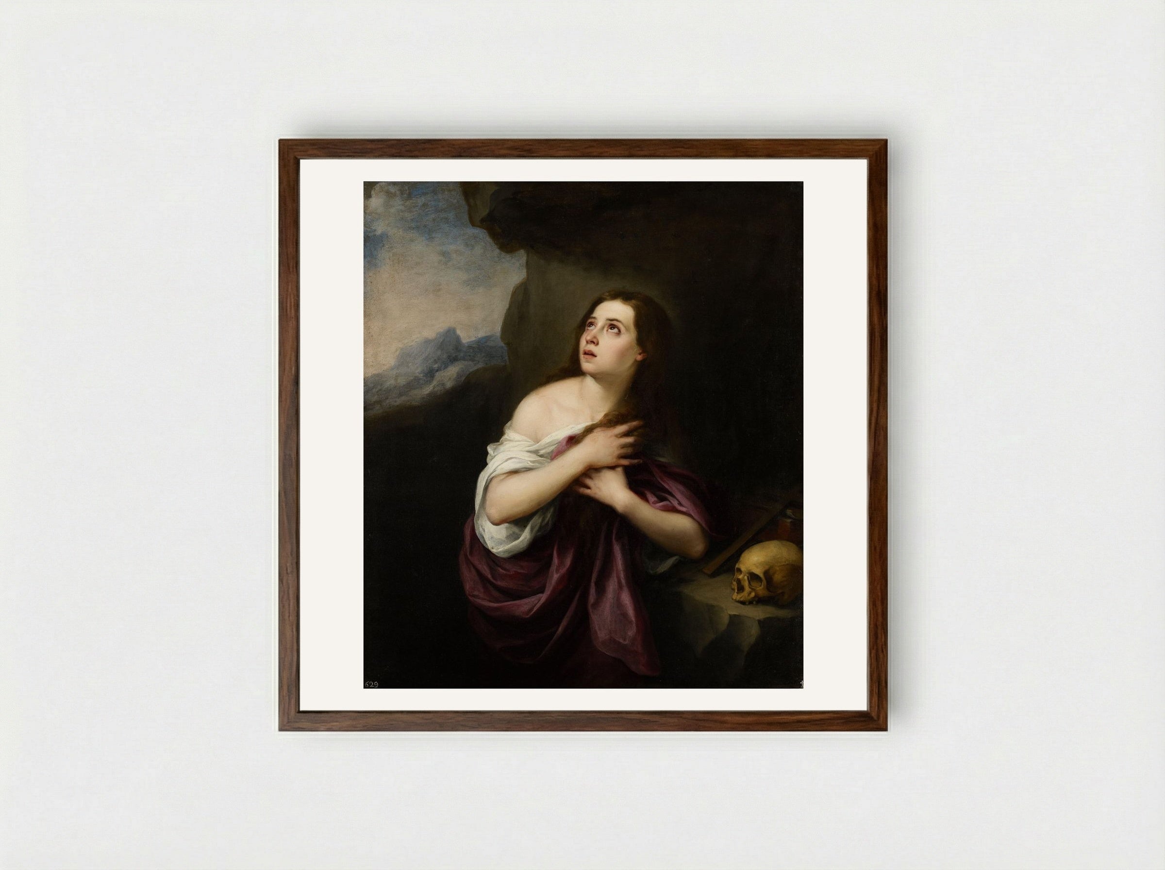 Penitent Magdalene - Bartolomé Esteban Murillo - Framed Print Dark Wood
