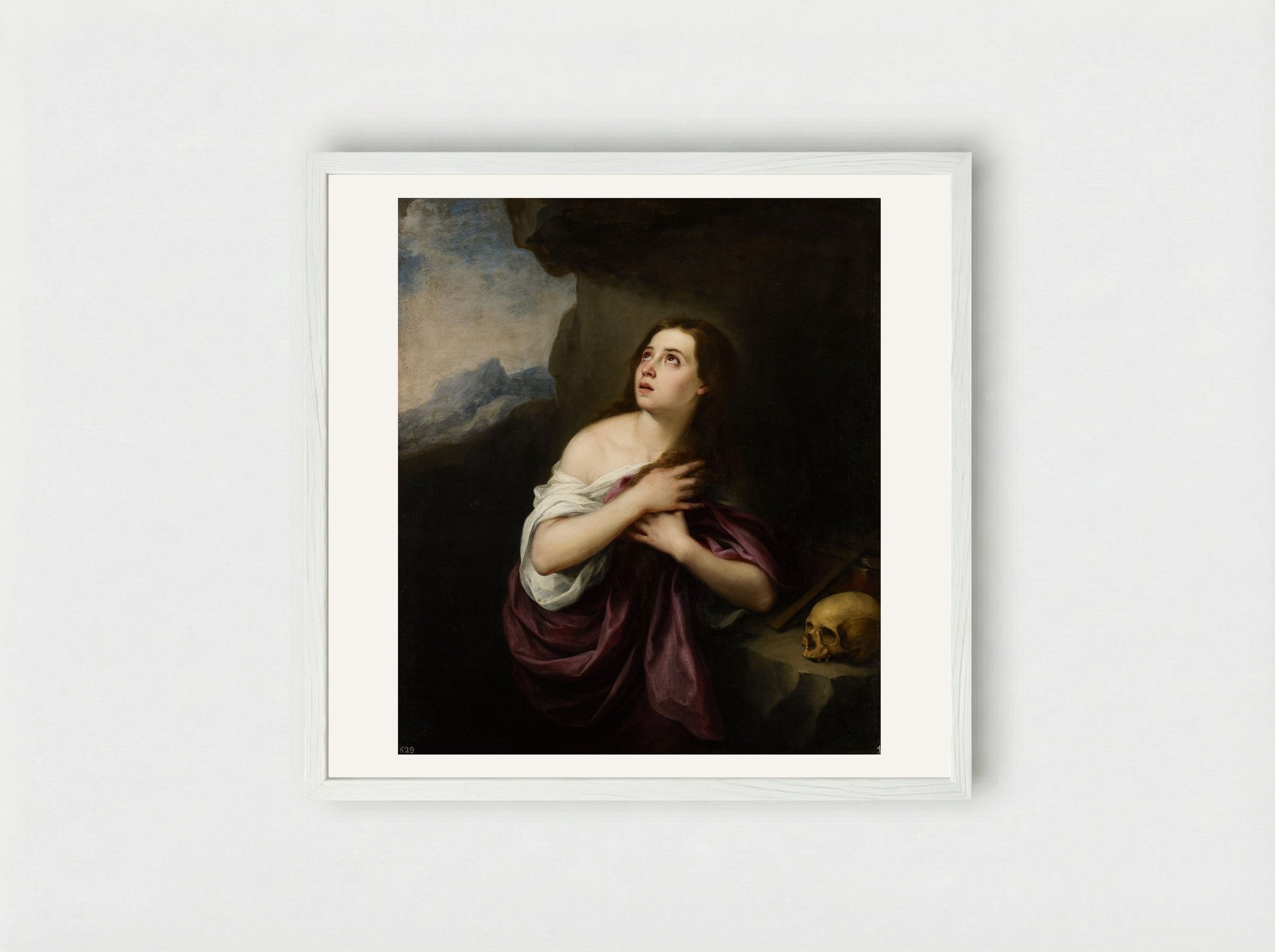 Penitent Magdalene - Bartolomé Esteban Murillo - Framed Print White