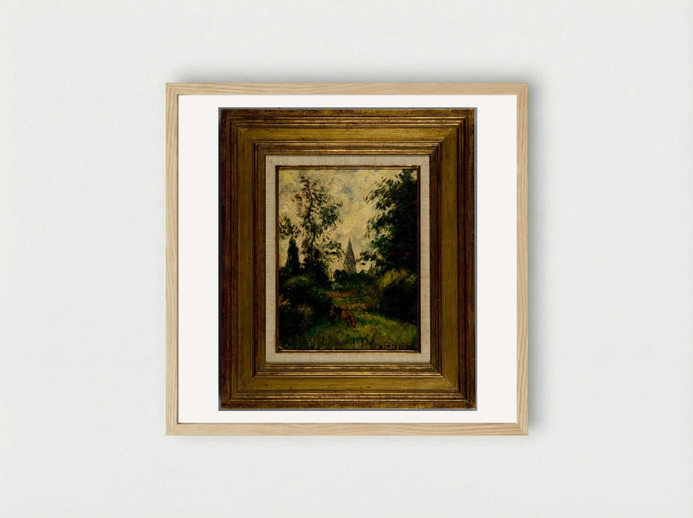 The Bell Tower at Bazancourt - Camille Pissarro - Framed Print Wood
