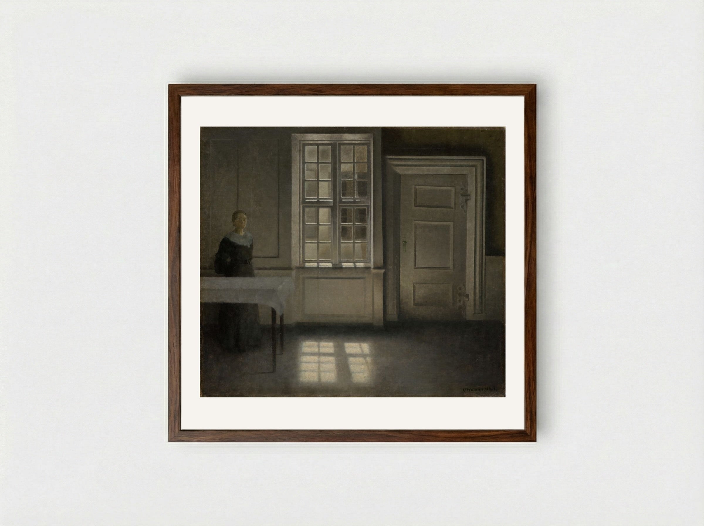Strandgade, Sunshine - Vilhelm Hammershøi - Framed Print Dark Wood