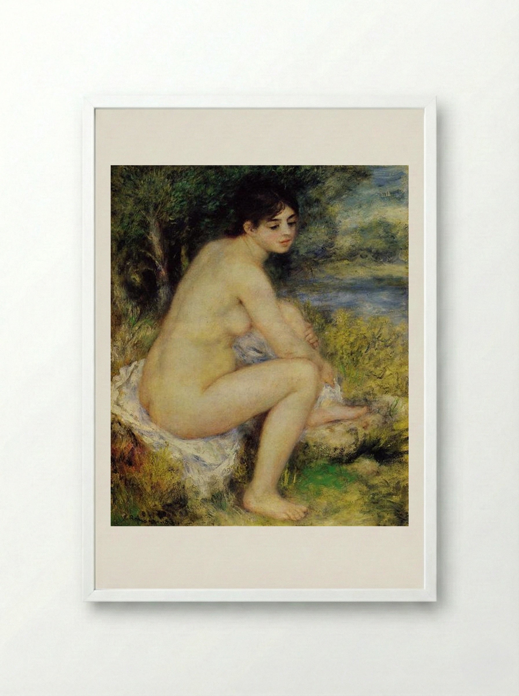 Seated Bather - Pierre-Auguste Renoir - Framed Print White