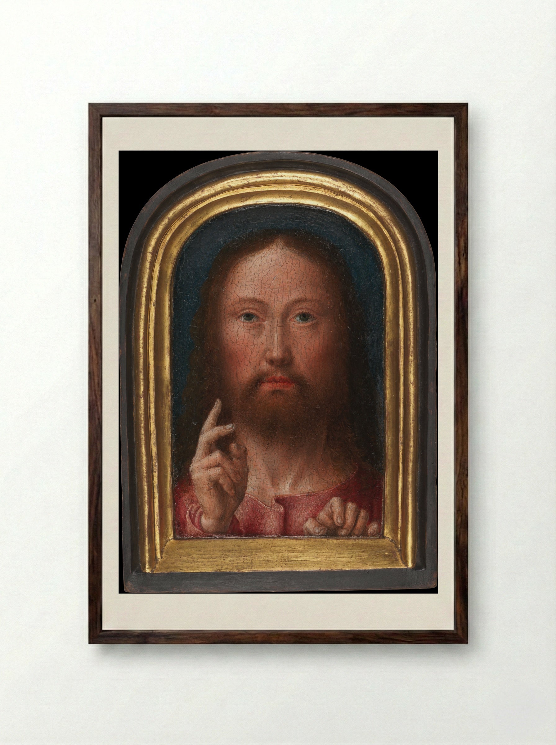 Christ Blessing - Gerard David - Framed Print Dark Wood