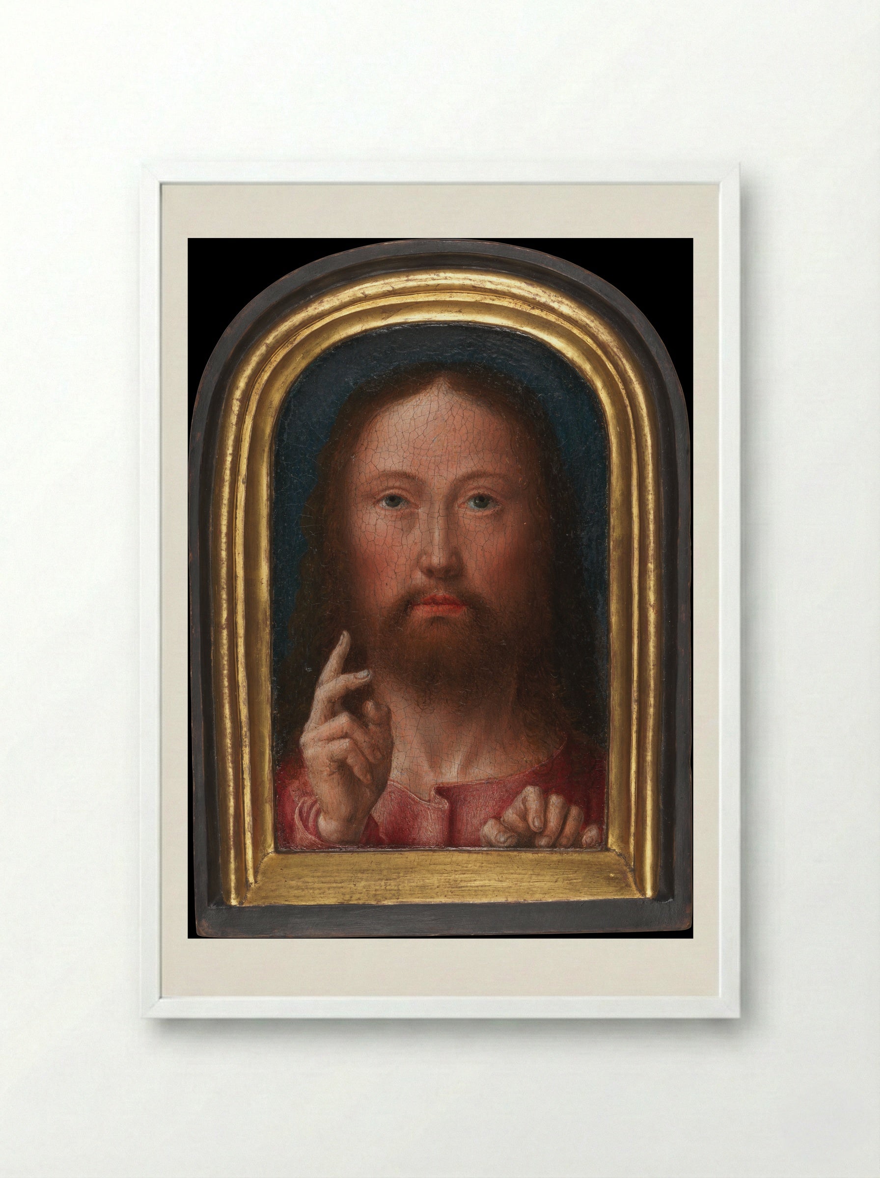 Christ Blessing - Gerard David - Framed Print White
