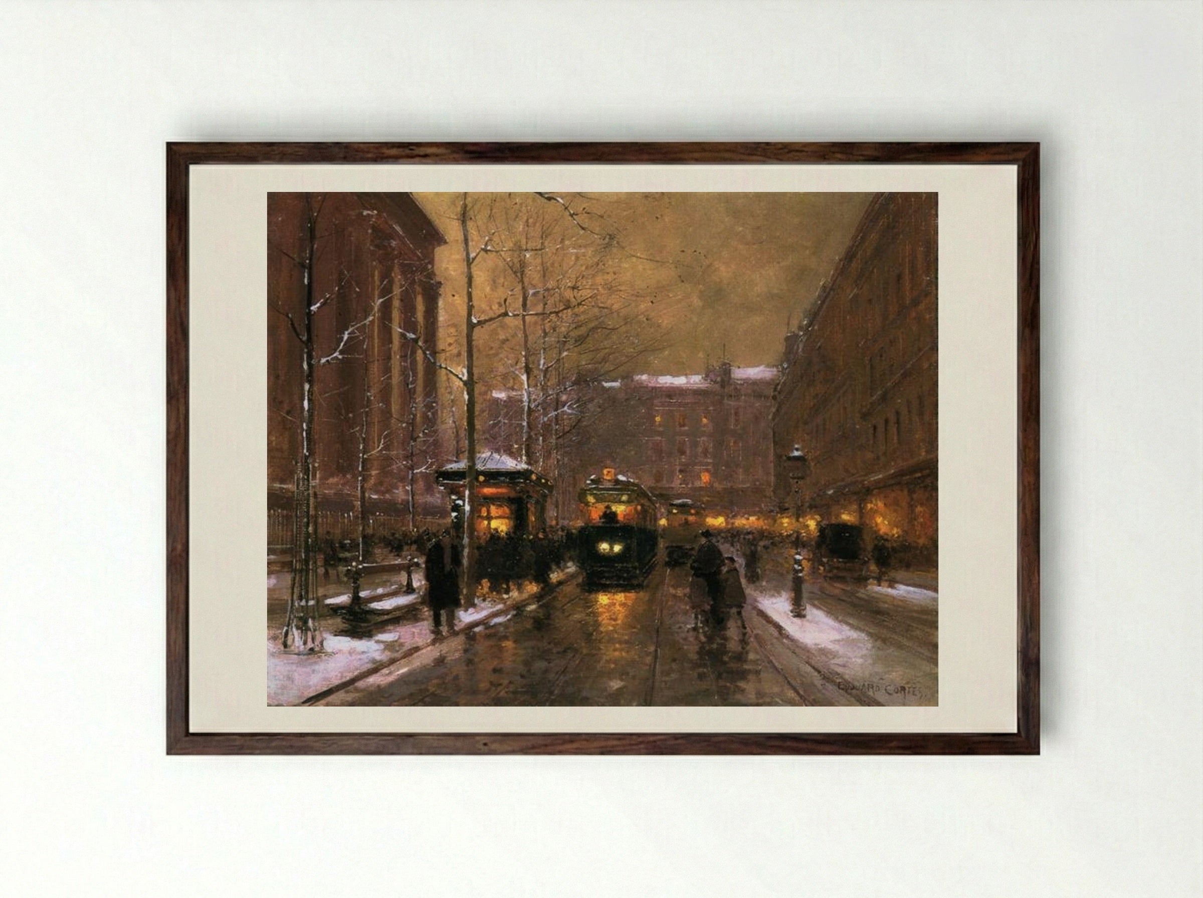 Place de la Madeleine - Edouard Cortes - Framed Print Dark Wood