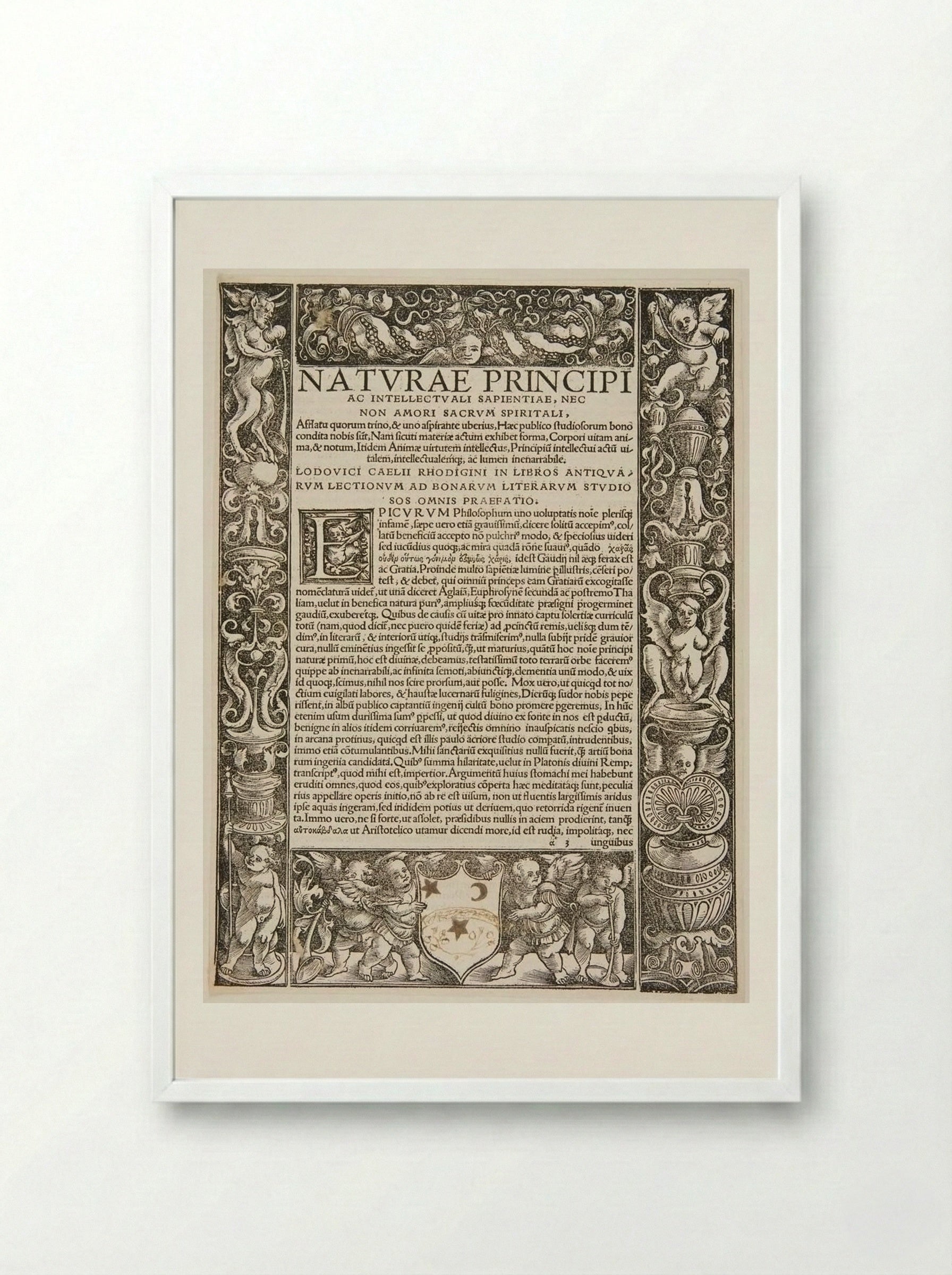 Border Composed of Four Blocks; Initial E - Urs Graf - Framed Print White