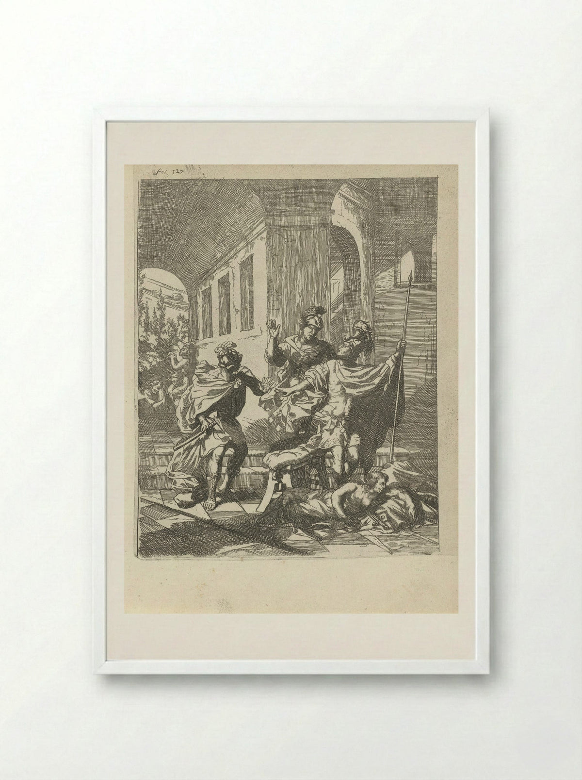 The Death of Lucretia - Arnold Houbraken - Framed Print White