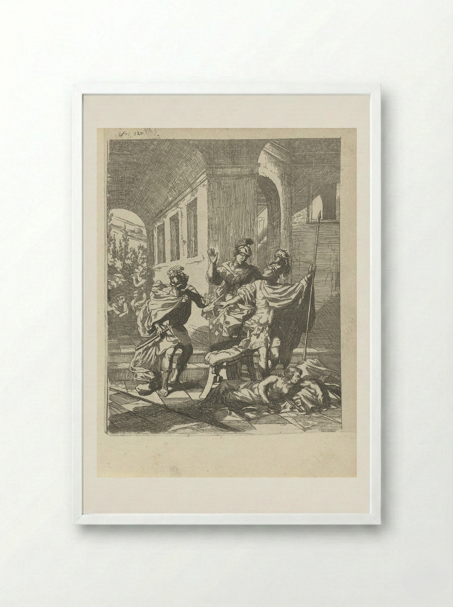 The Death of Lucretia - Arnold Houbraken - Framed Print White