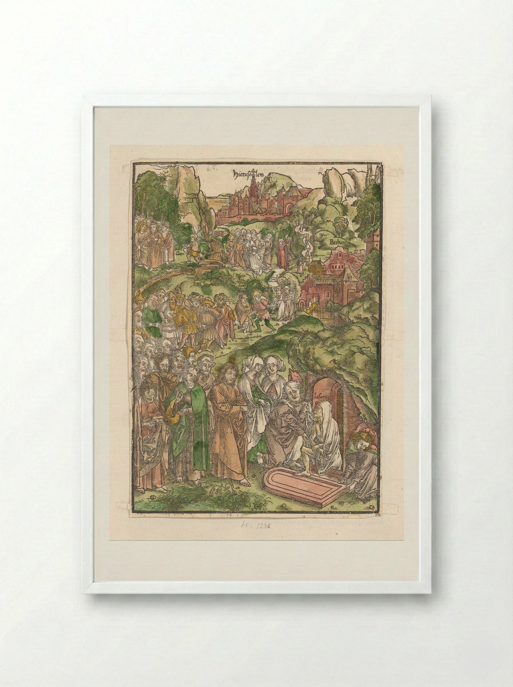 The Raising of Lazarus - Urs Graf - Framed Print White