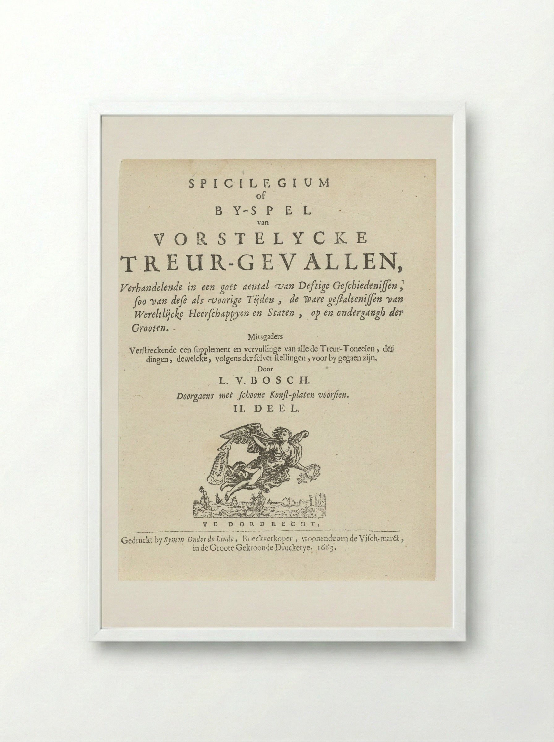 Title Page for Spicilegium - Arnold Houbraken - Framed Print White