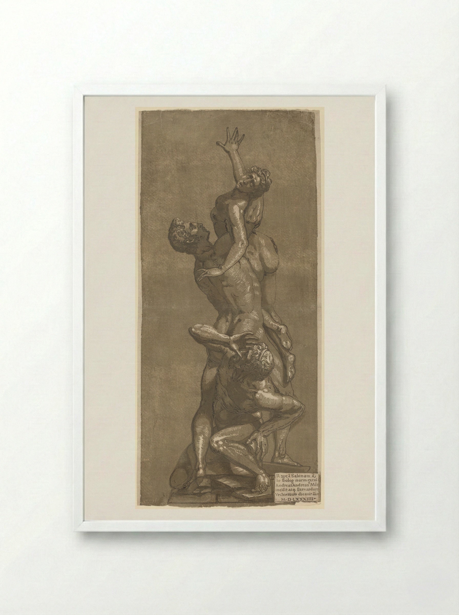 Rape of a Sabine - Andrea Andreani - Framed Print White