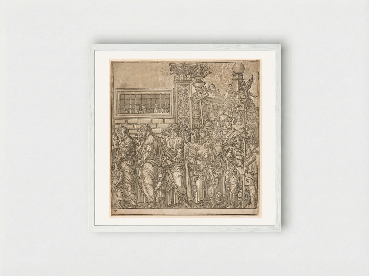 The Triumph of Julius Caesar: Procession of Men, Women and Children - Andrea Andreani - Framed Print White