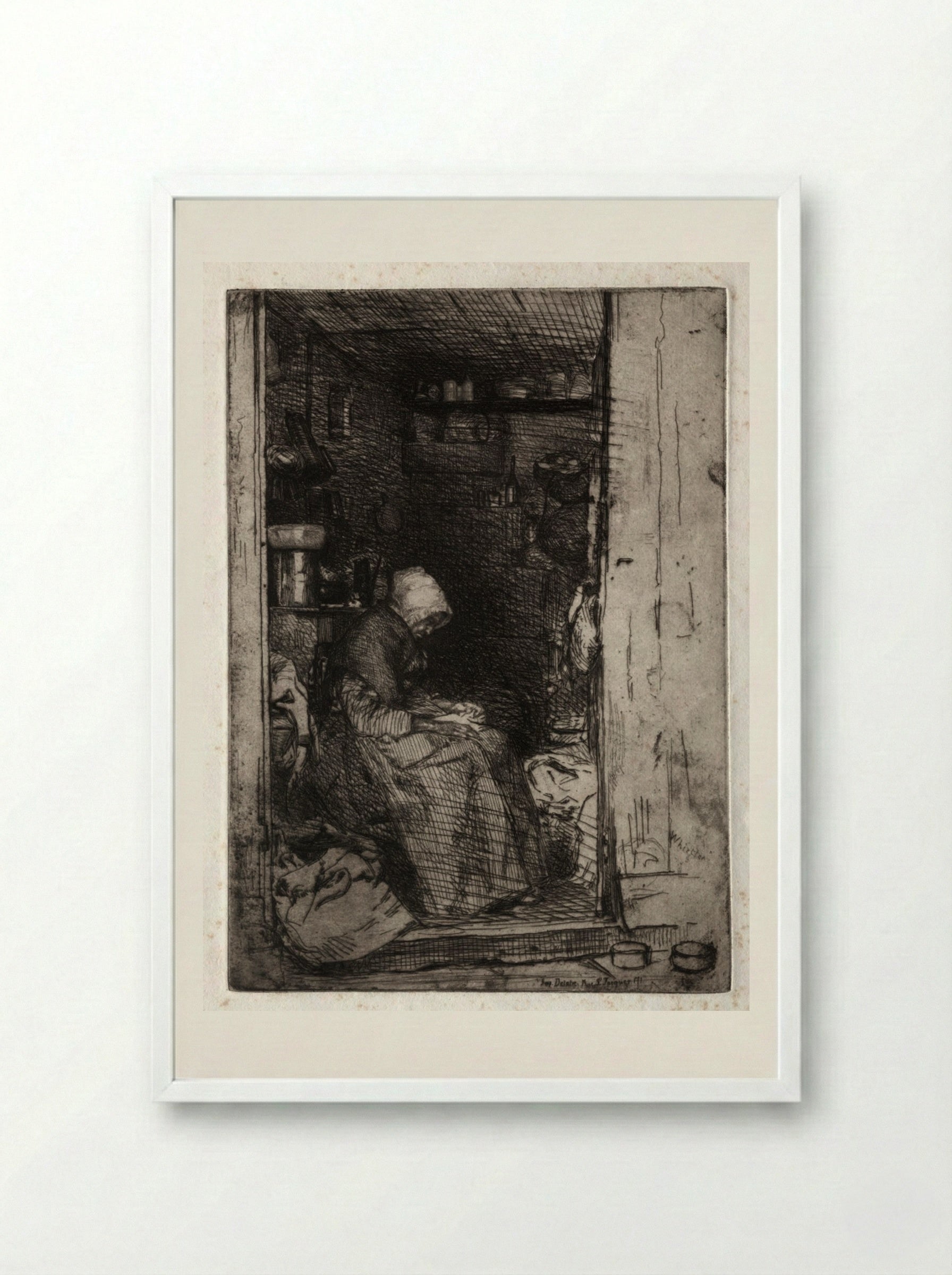 La Vieille aux Loques - James McNeill Whistler - Framed Print White