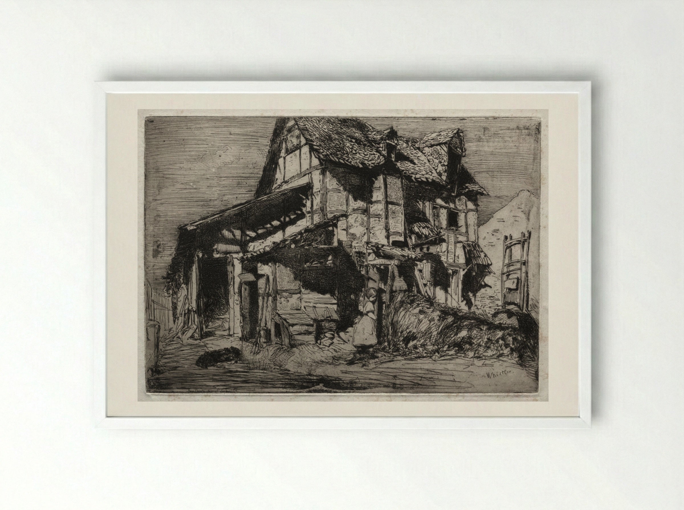 The Unsafe Tenement - James McNeill Whistler - Framed Print White