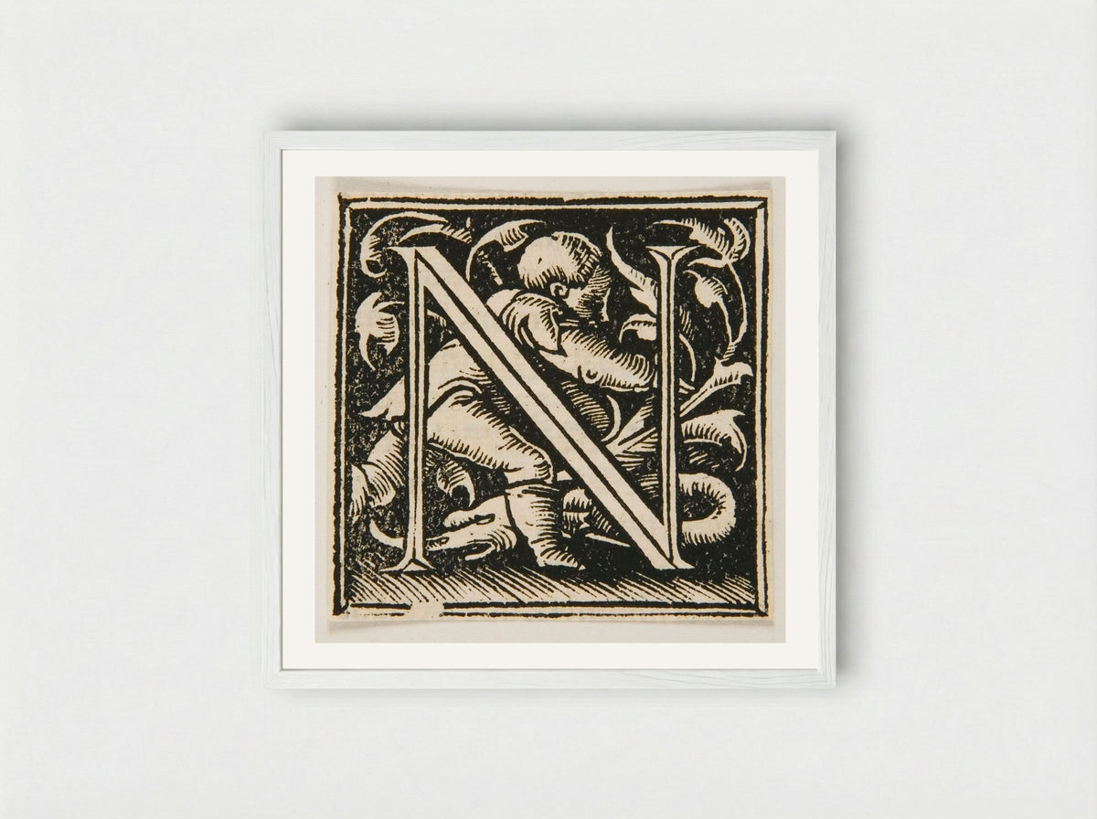 Letter N - Urs Graf - Framed Print White
