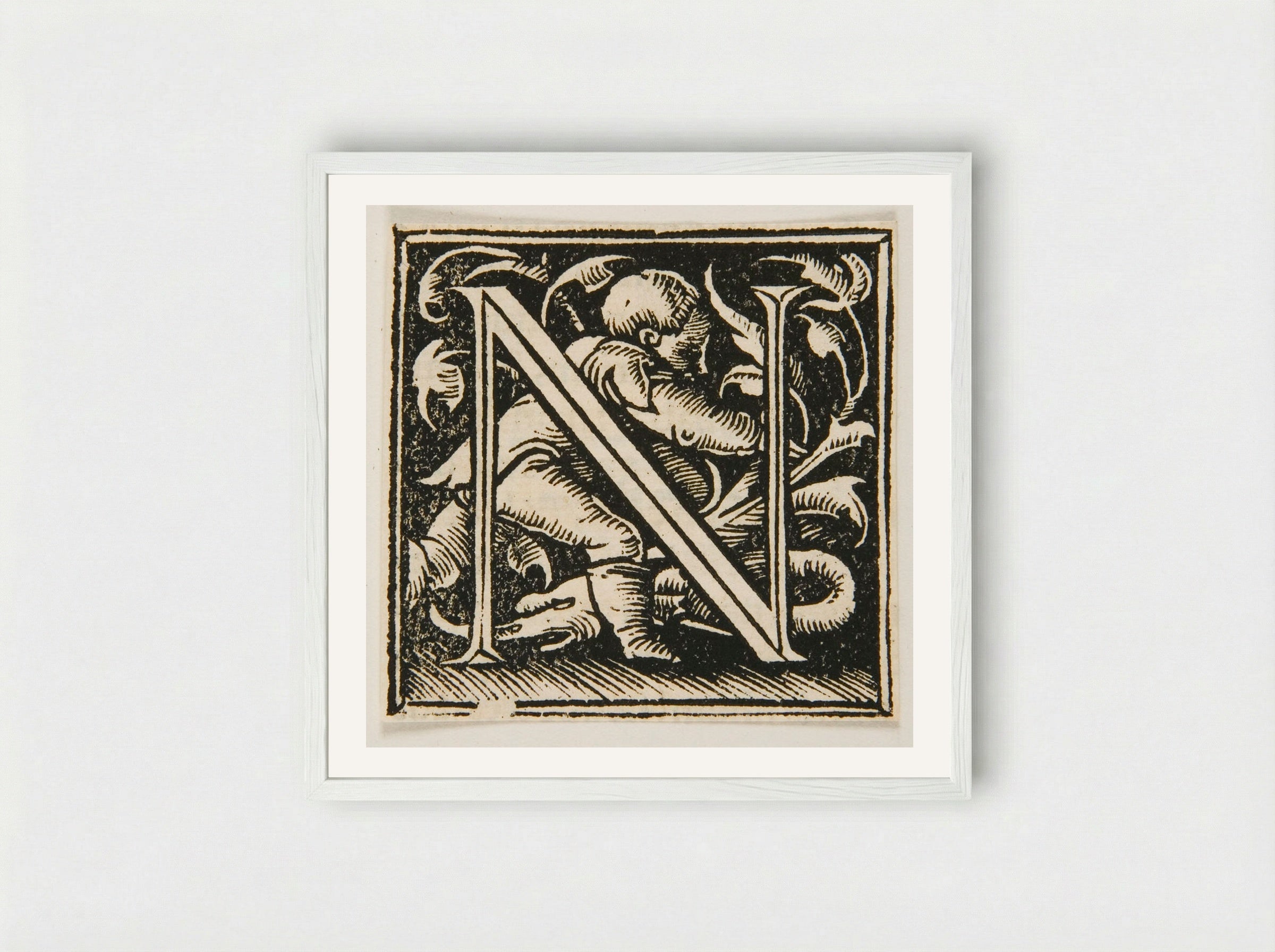 Letter N - Urs Graf - Framed Print White