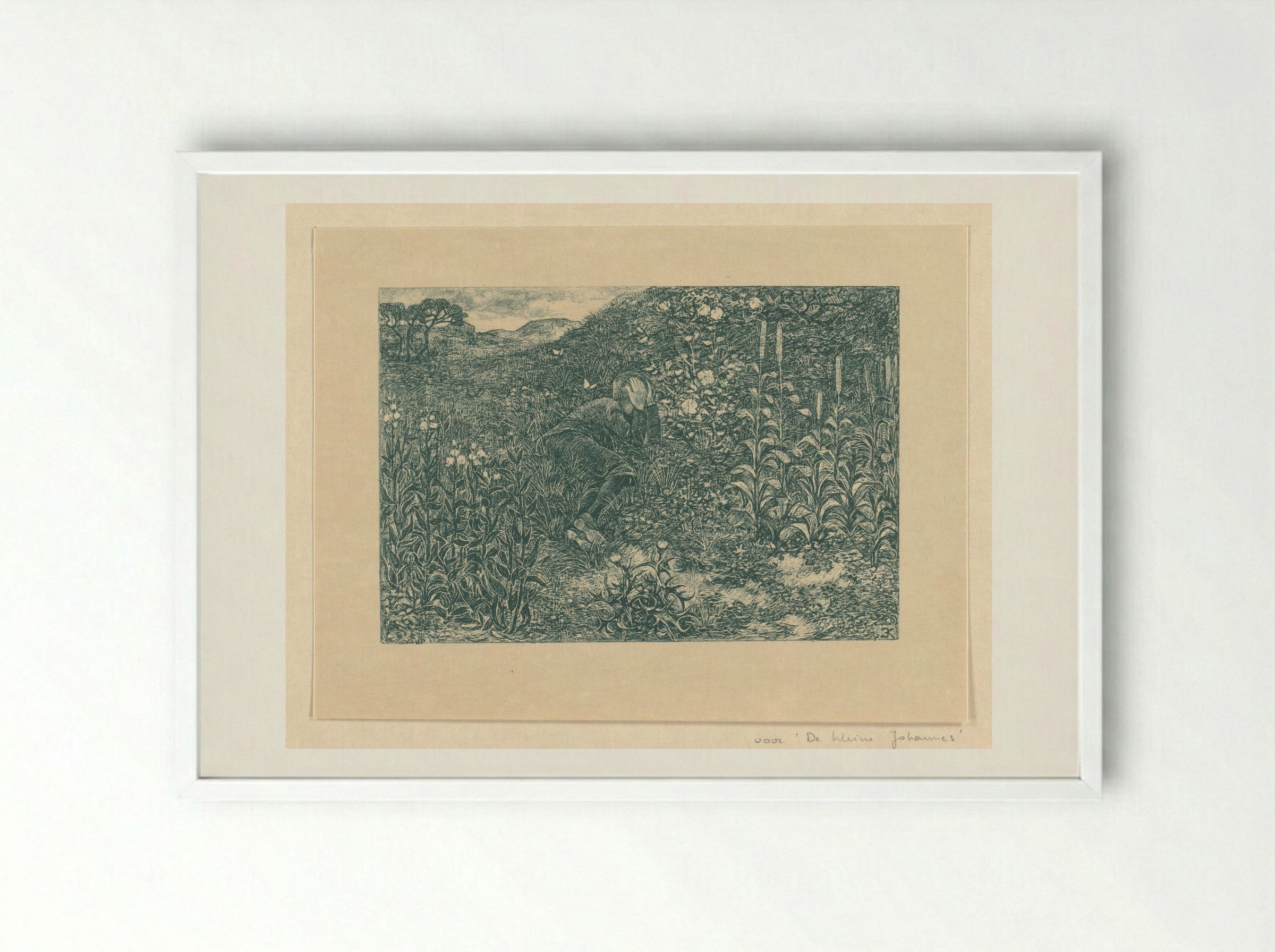 Johannes tussen de struiken - Edzard Koning - Framed Print White