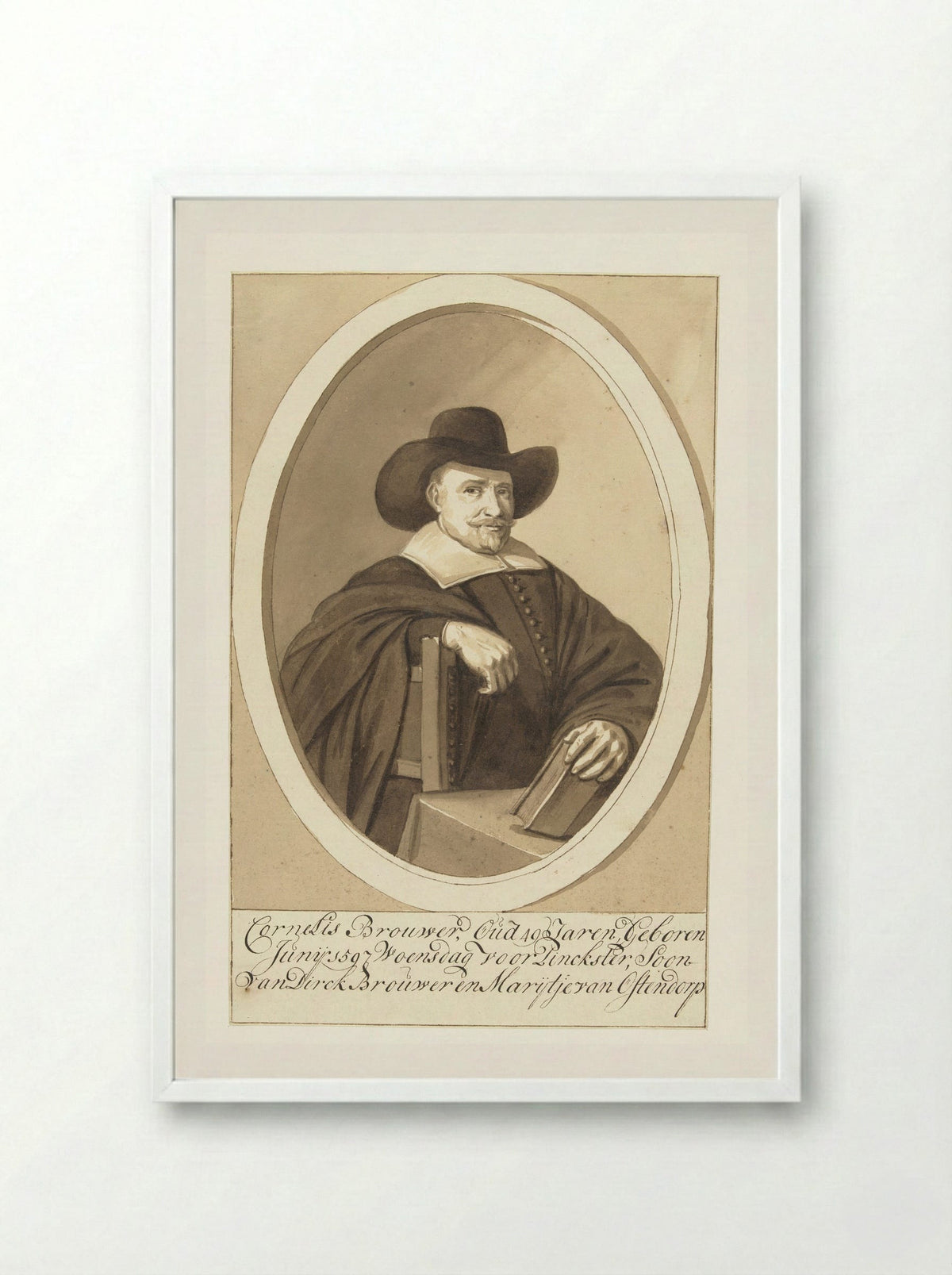 Portret van Diederik Johan, rijksgraaf van Hogendorp van Hofwegen - Cornelis Brouwer - Framed Print White