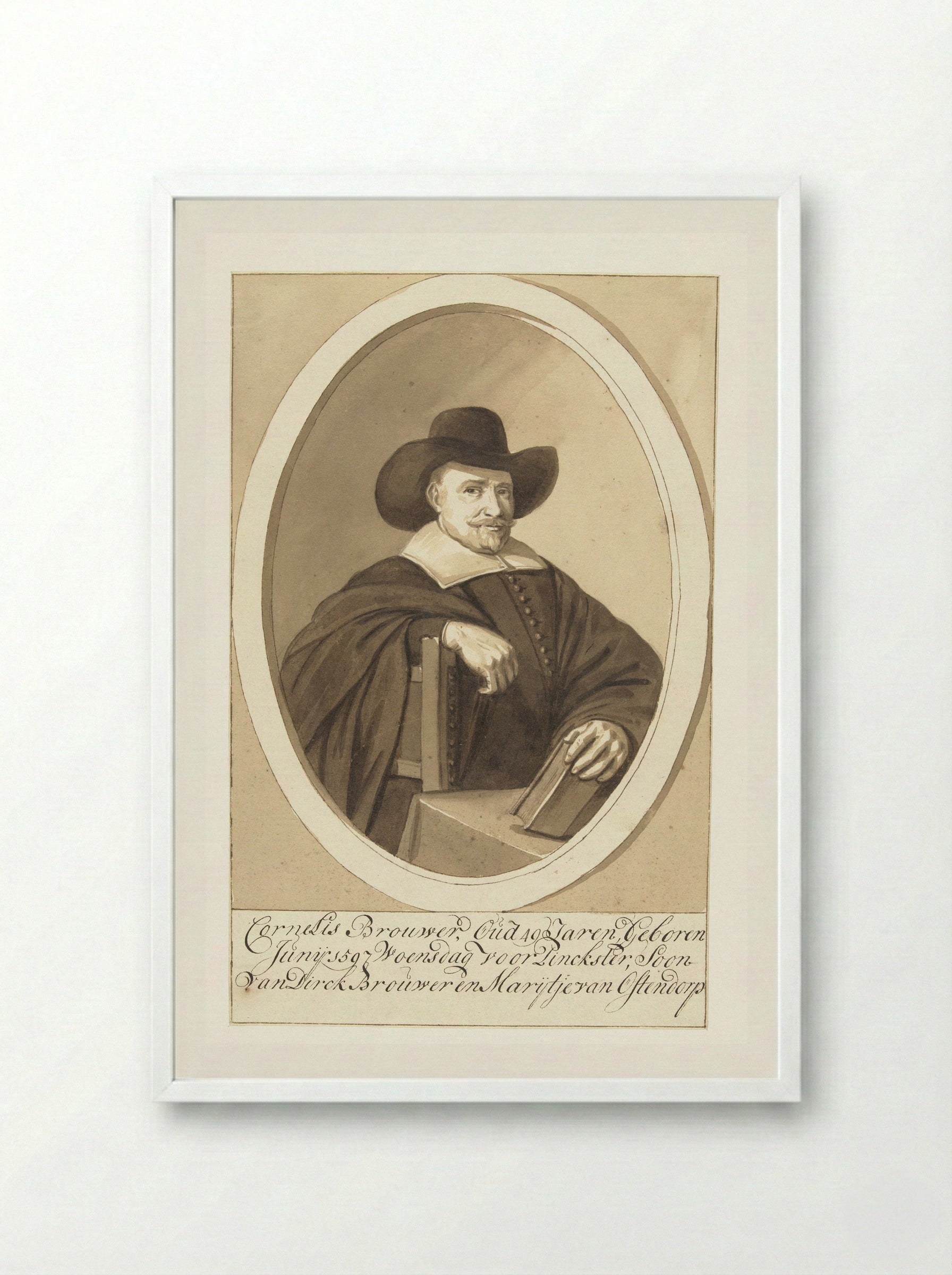 Portret van Diederik Johan, rijksgraaf van Hogendorp van Hofwegen - Cornelis Brouwer - Framed Print White