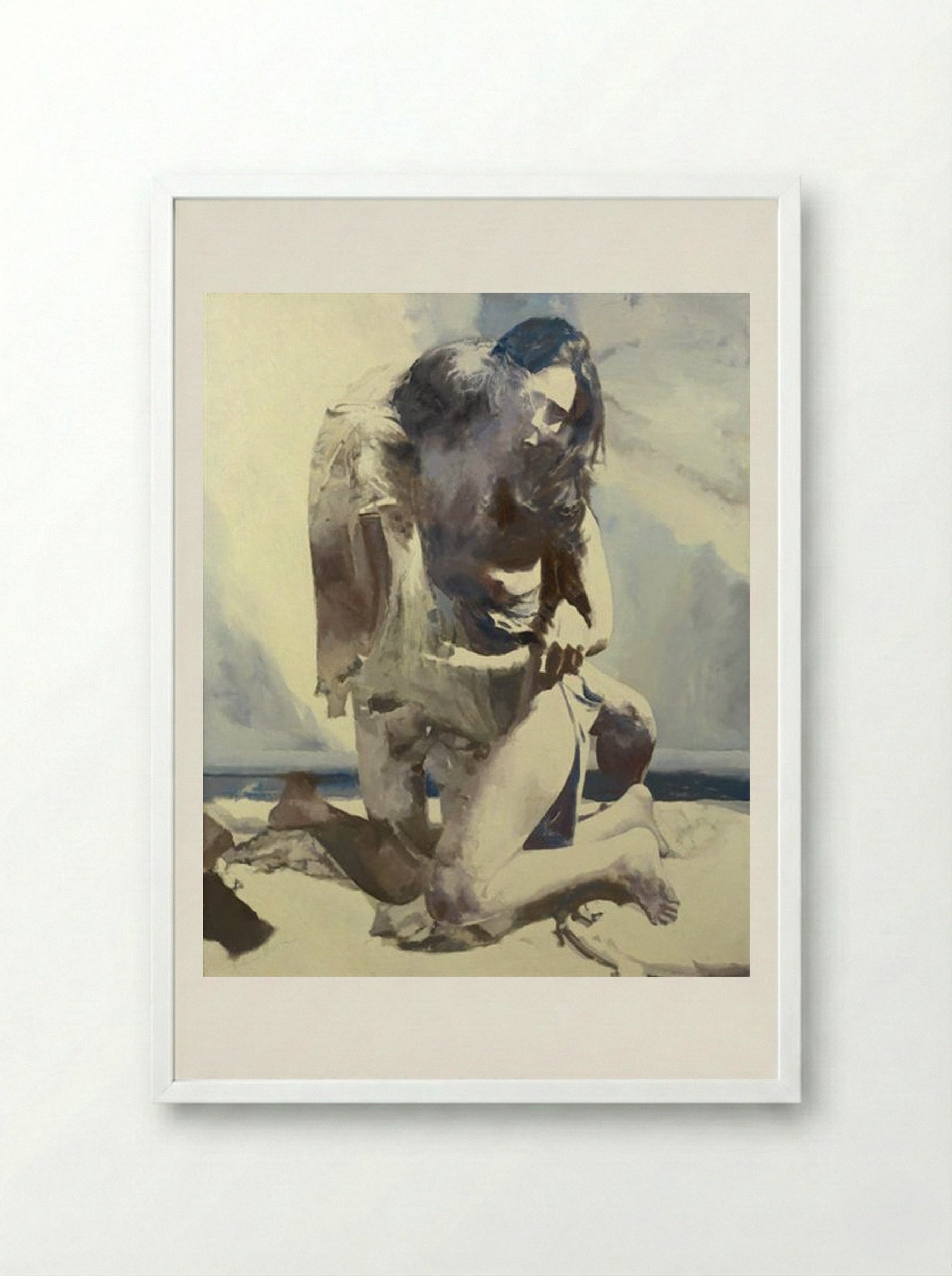 Woman and Man by the Sea - Balcomb Greene - Framed Print White