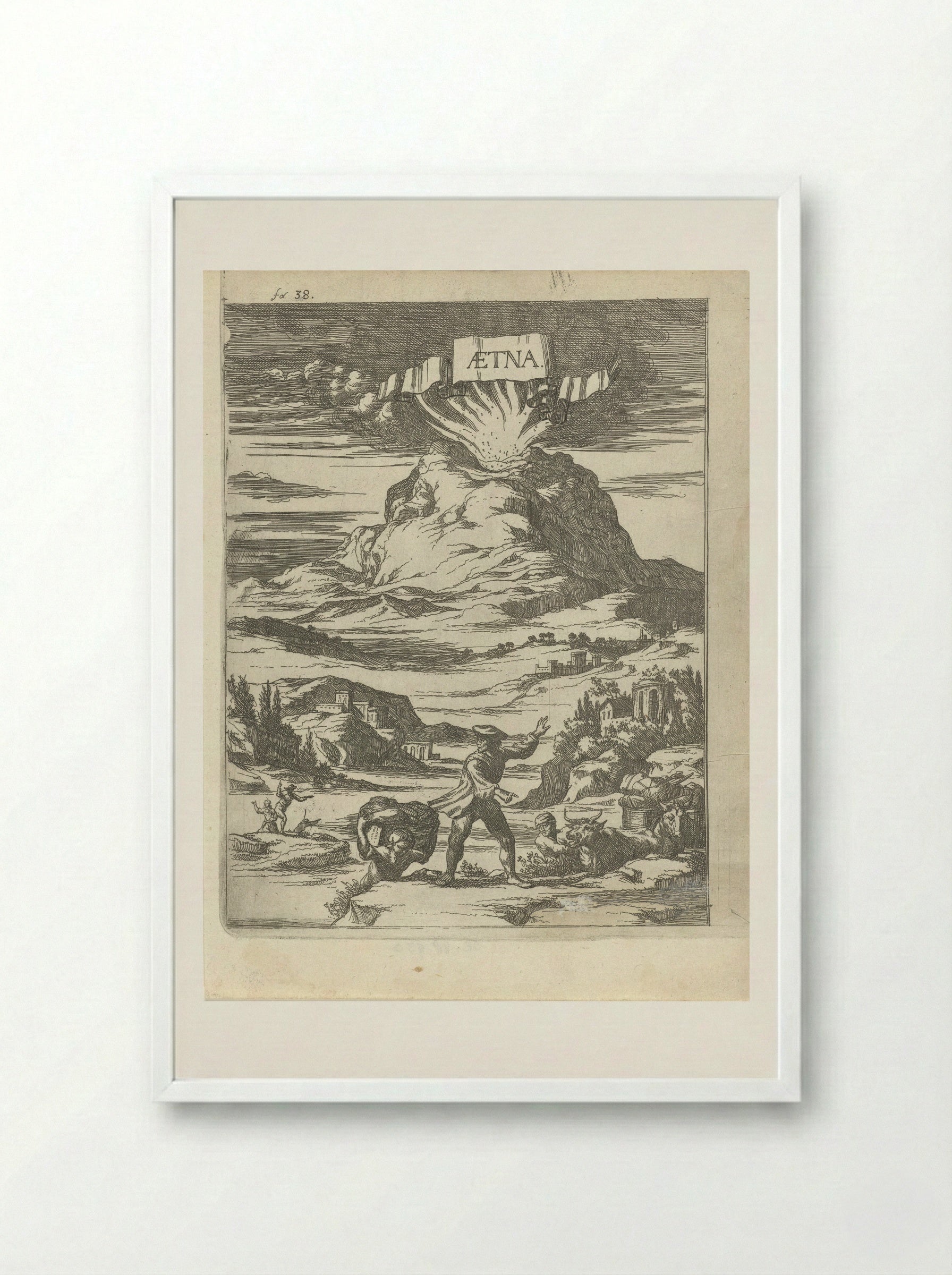 Vulkaanuitbarsting - Arnold Houbraken - Framed Print White