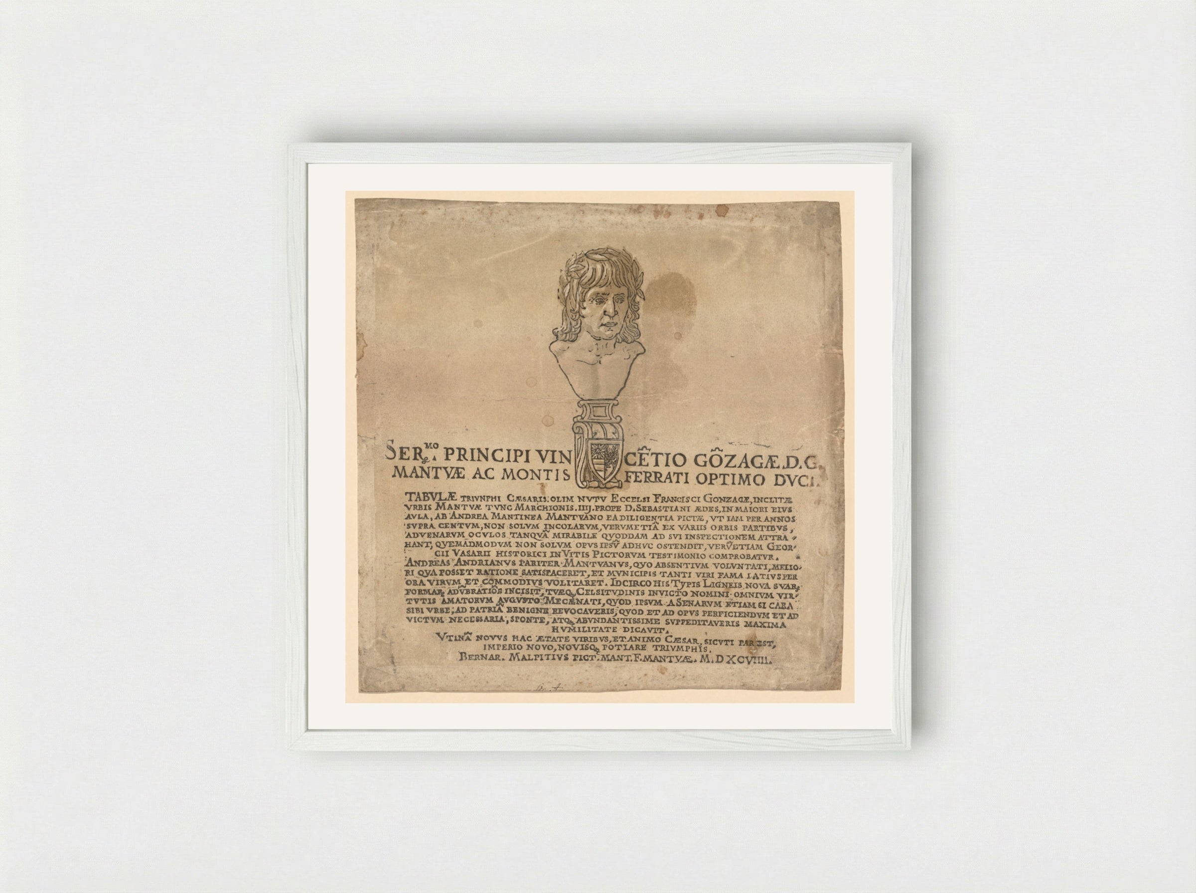 The Triumph of Julius Caesar (Title Page) - Andrea Andreani - Framed Print White