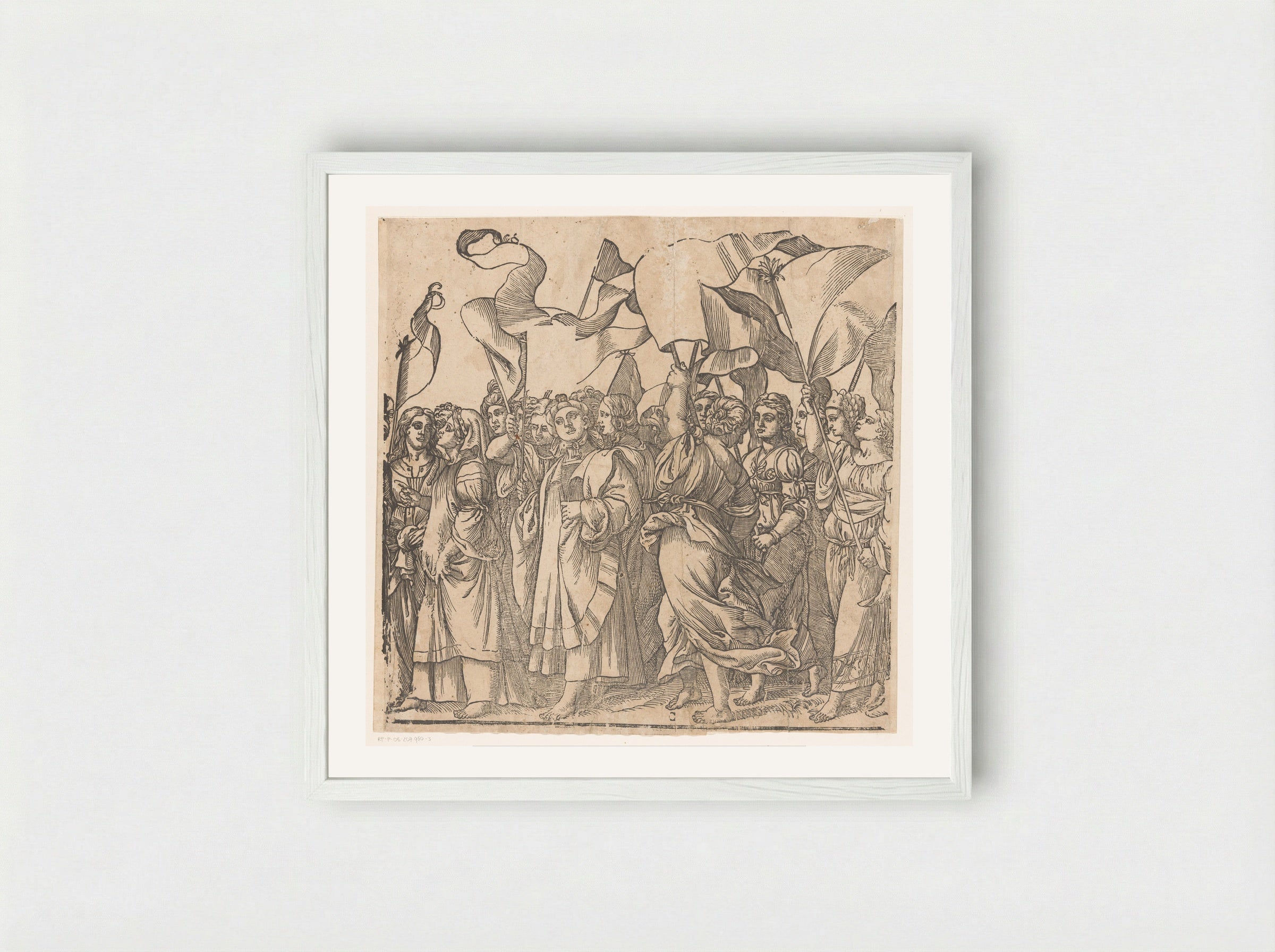 Triomf van Christus (derde deel) - Andrea Andreani - Framed Print White
