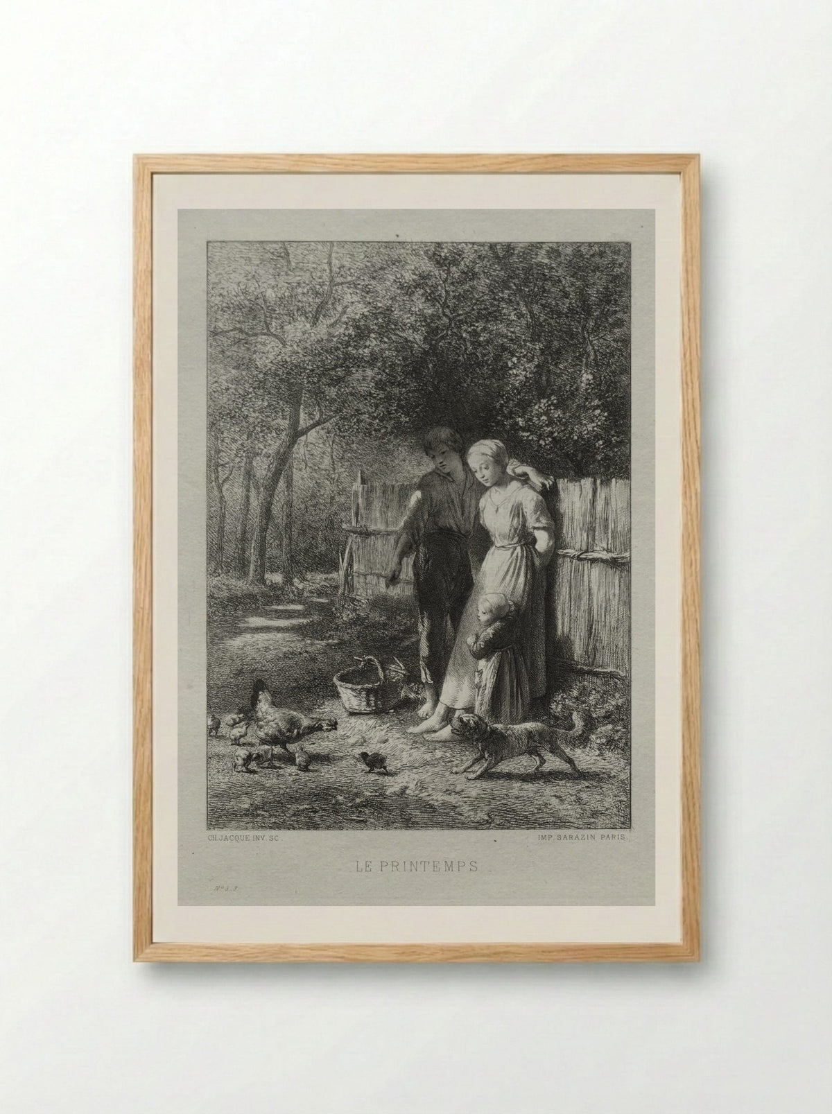 Le Printemps (Springtime) - Charles Jacque - Framed Print Wood