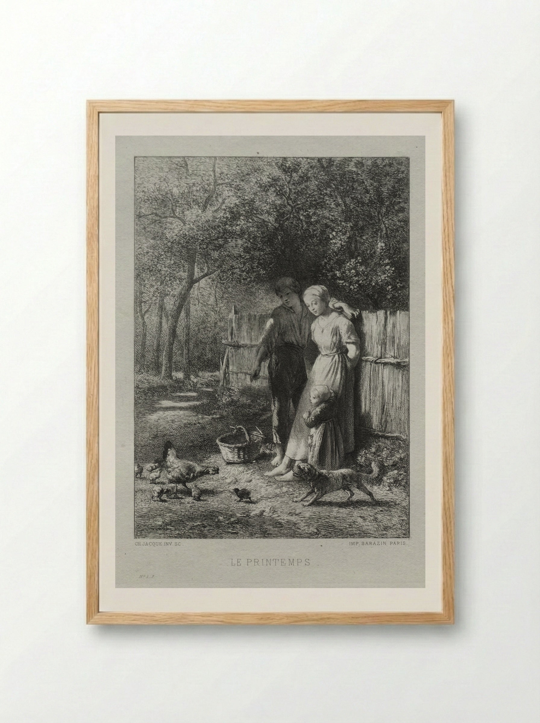 Le Printemps (Springtime) - Charles Jacque - Framed Print Wood