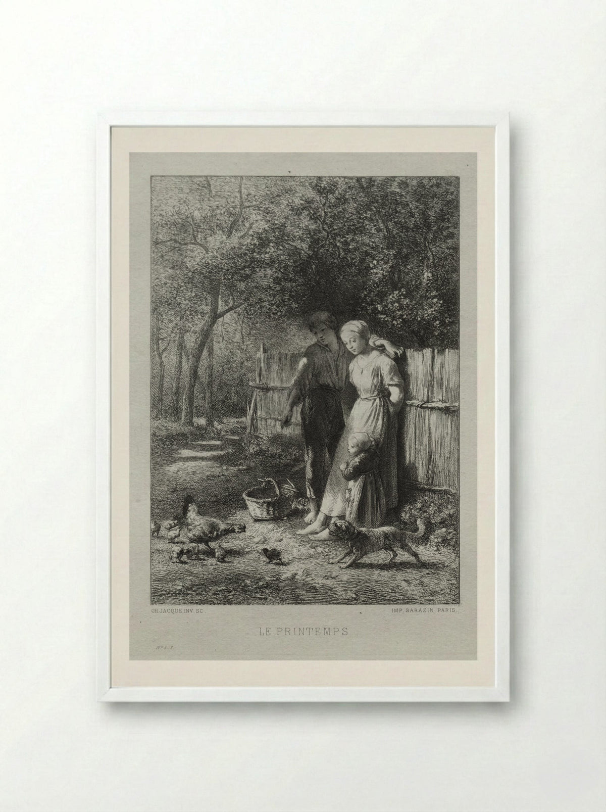 Le Printemps (Springtime) - Charles Jacque - Framed Print White