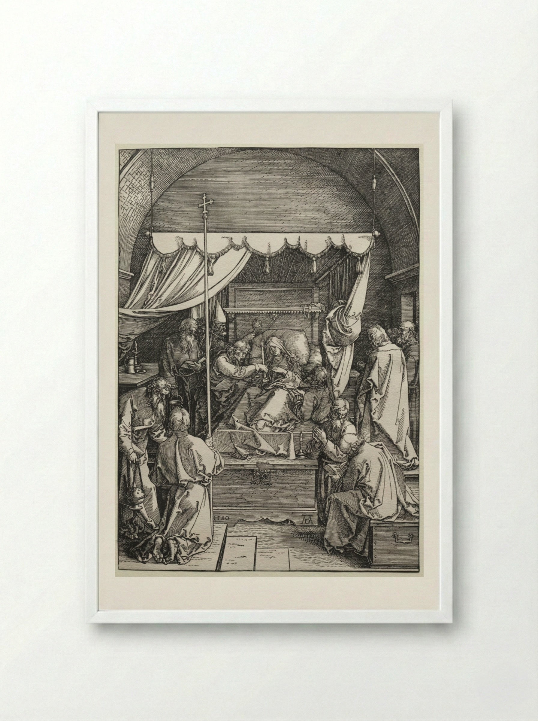 The Death of the Virgin - Albrecht Dürer - Framed Print White