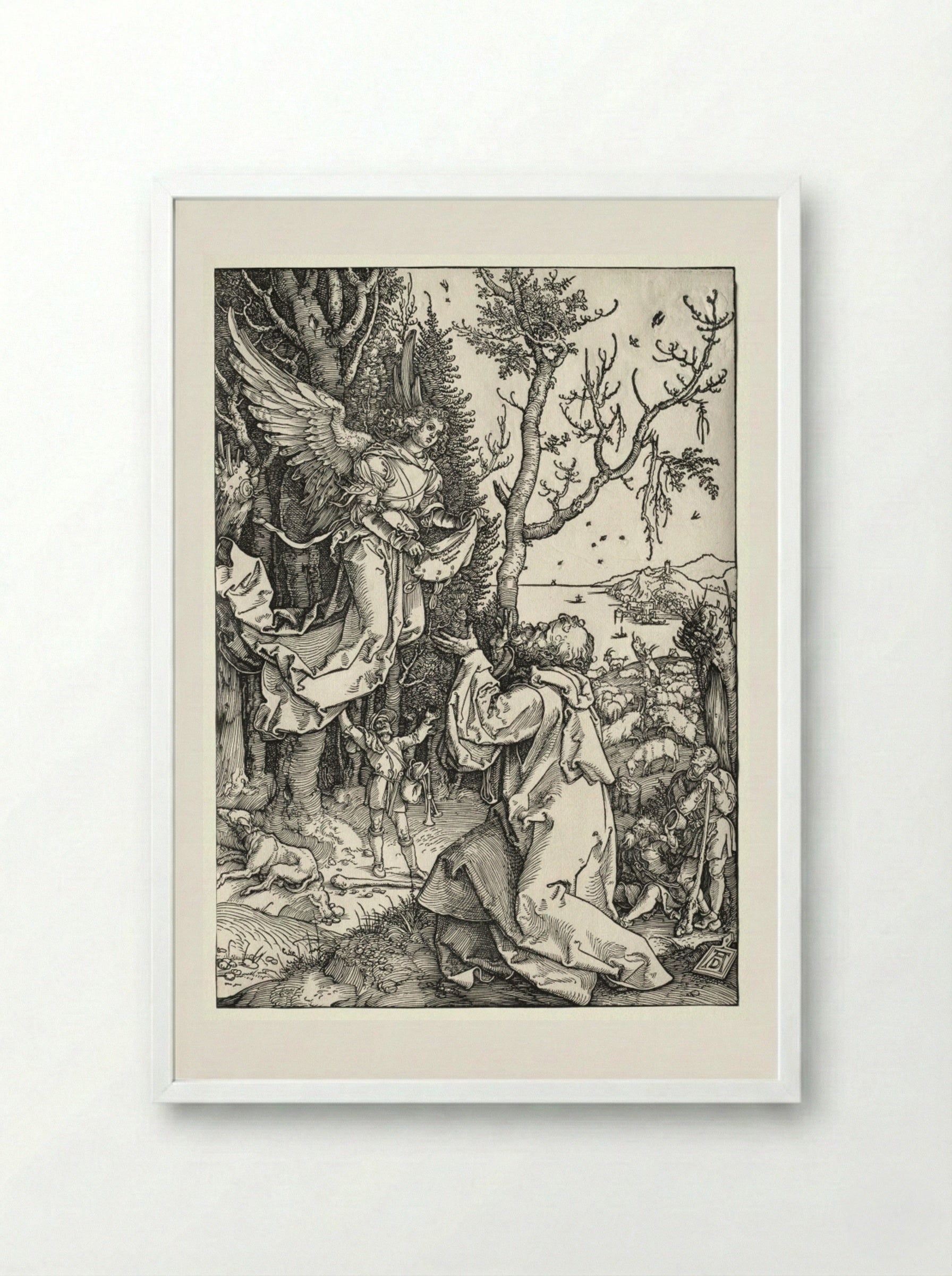 Joachim and the Angel - Albrecht Dürer - Framed Print White