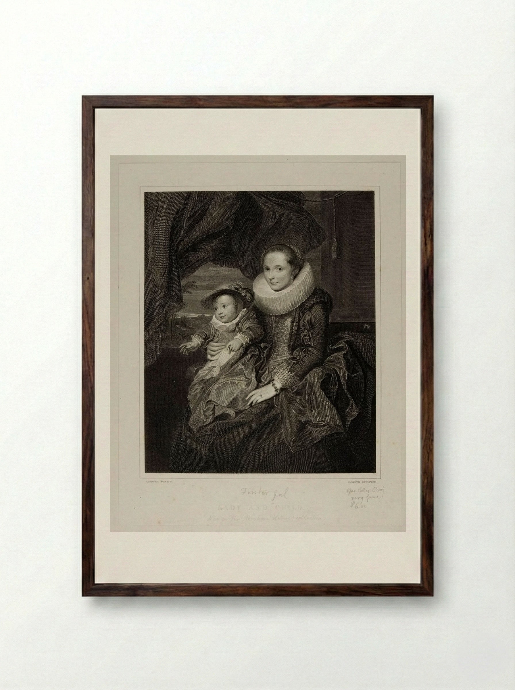 Lady and Child - Edward Smith - Framed Print Dark Wood