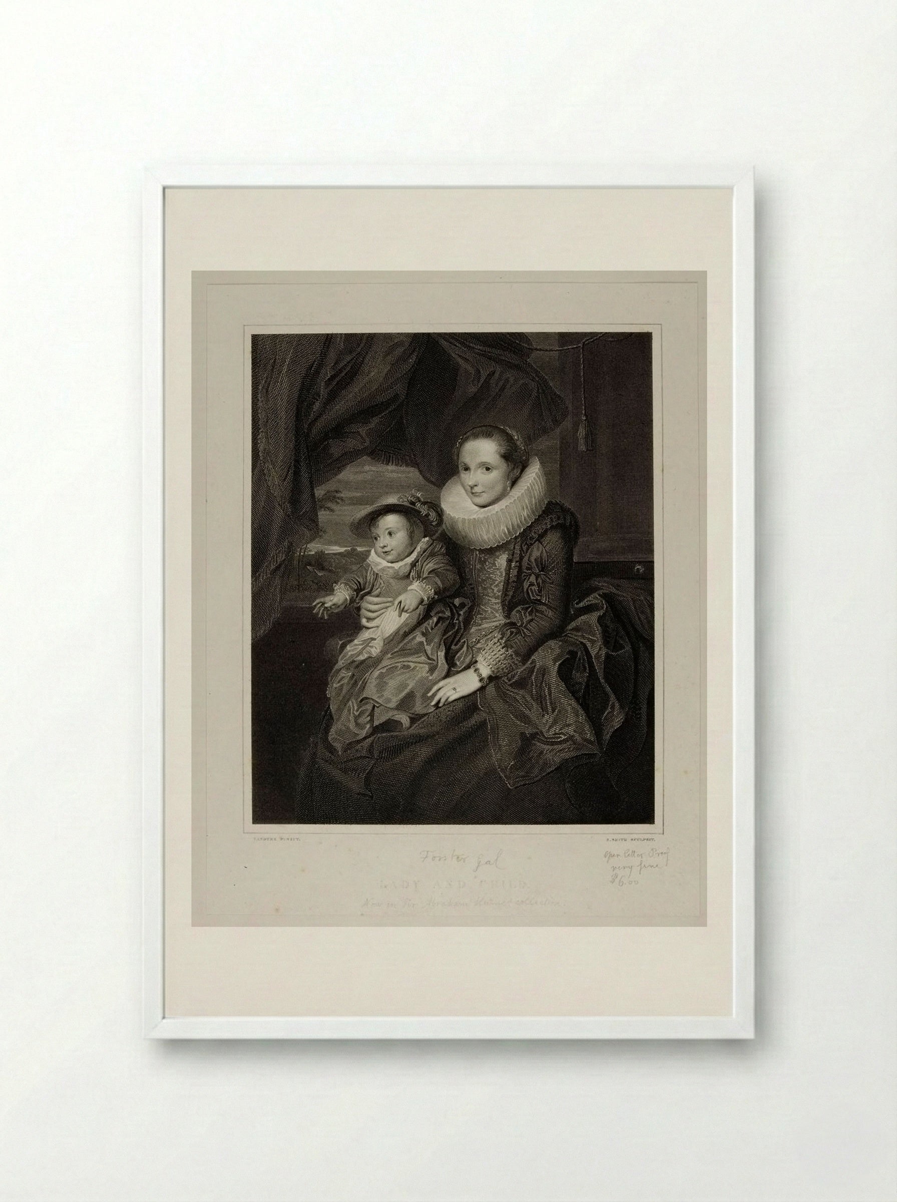 Lady and Child - Edward Smith - Framed Print White