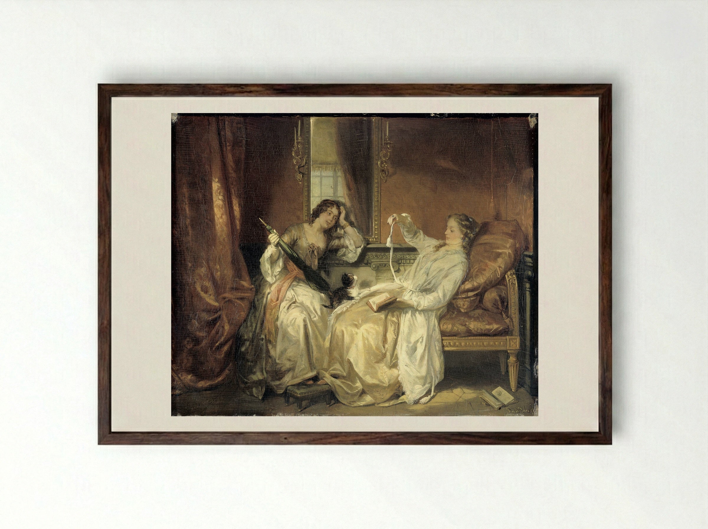 De conversatie - David Bles - Framed Print Dark Wood