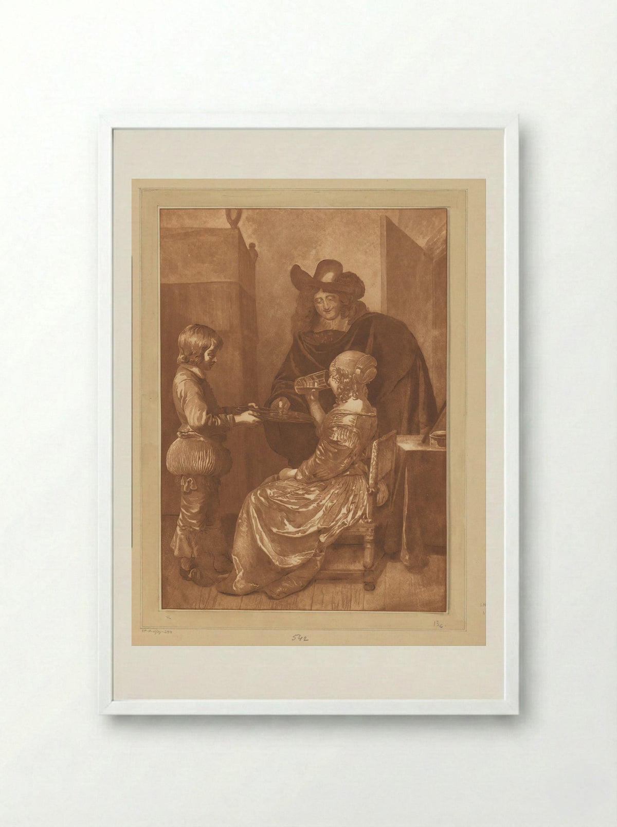 Heer en dame met page - Cornelis Brouwer - Framed Print White