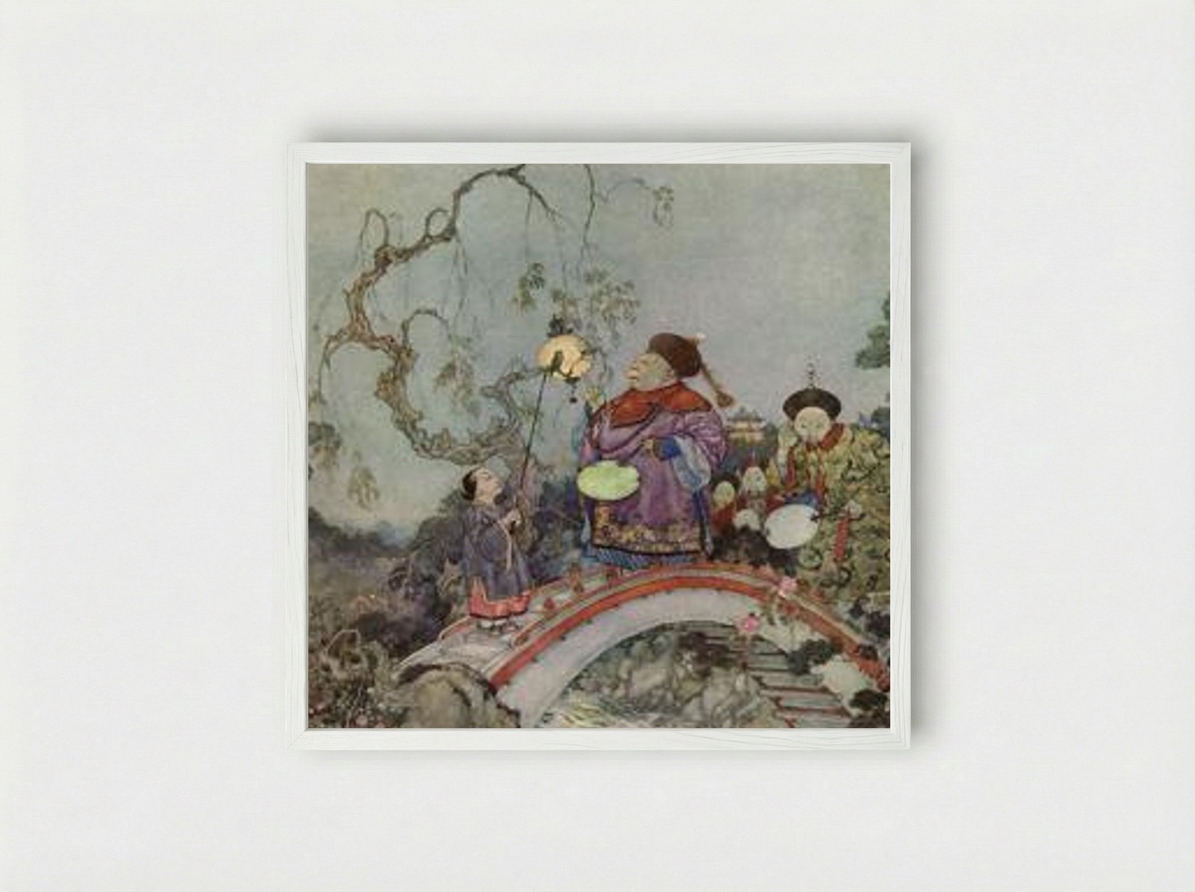 The Gentleman-in-Waiting (The Nightingale) - Edmund Dulac - Framed Print White