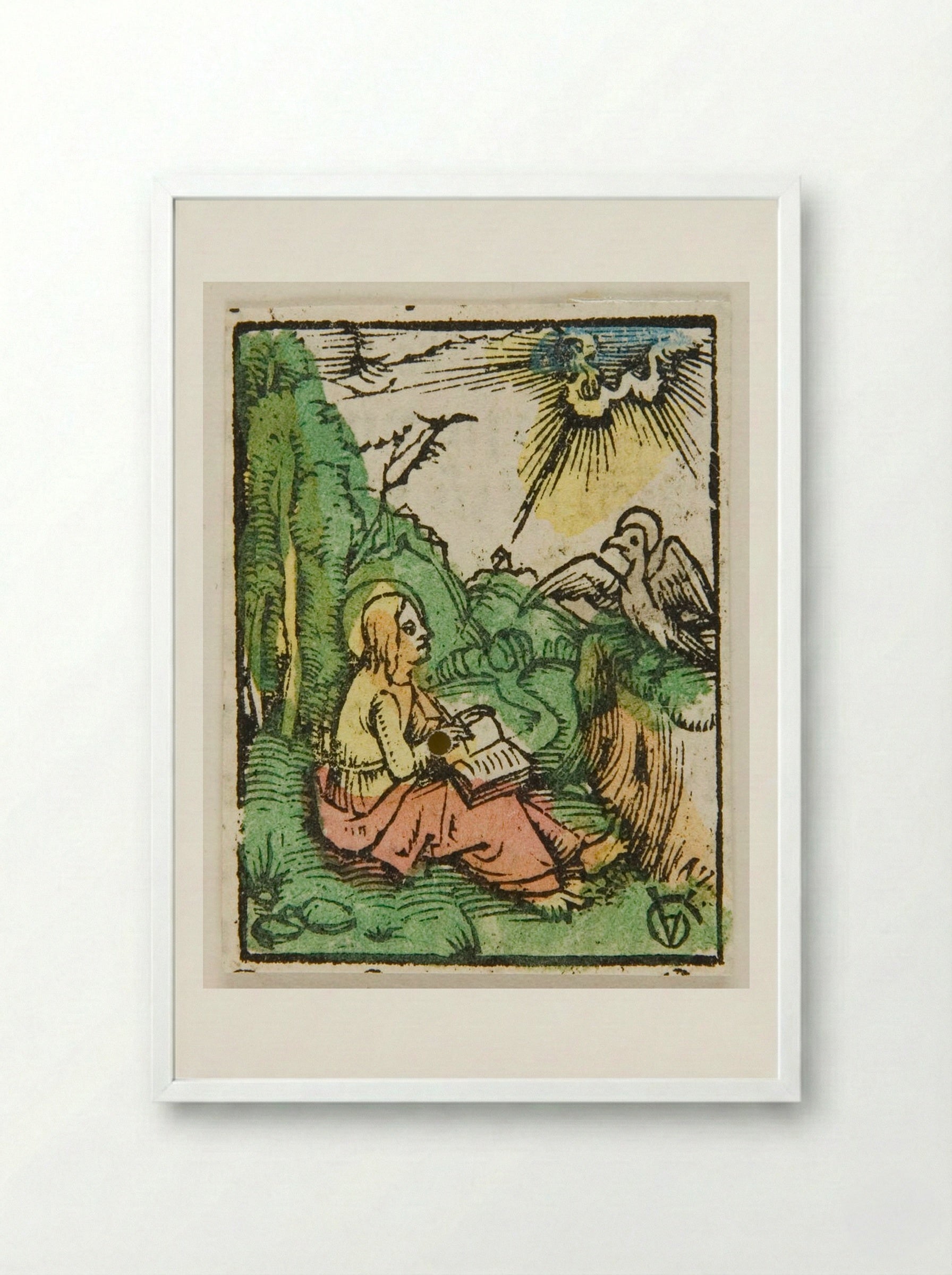 Saint John on Patmos - Urs Graf - Framed Print White