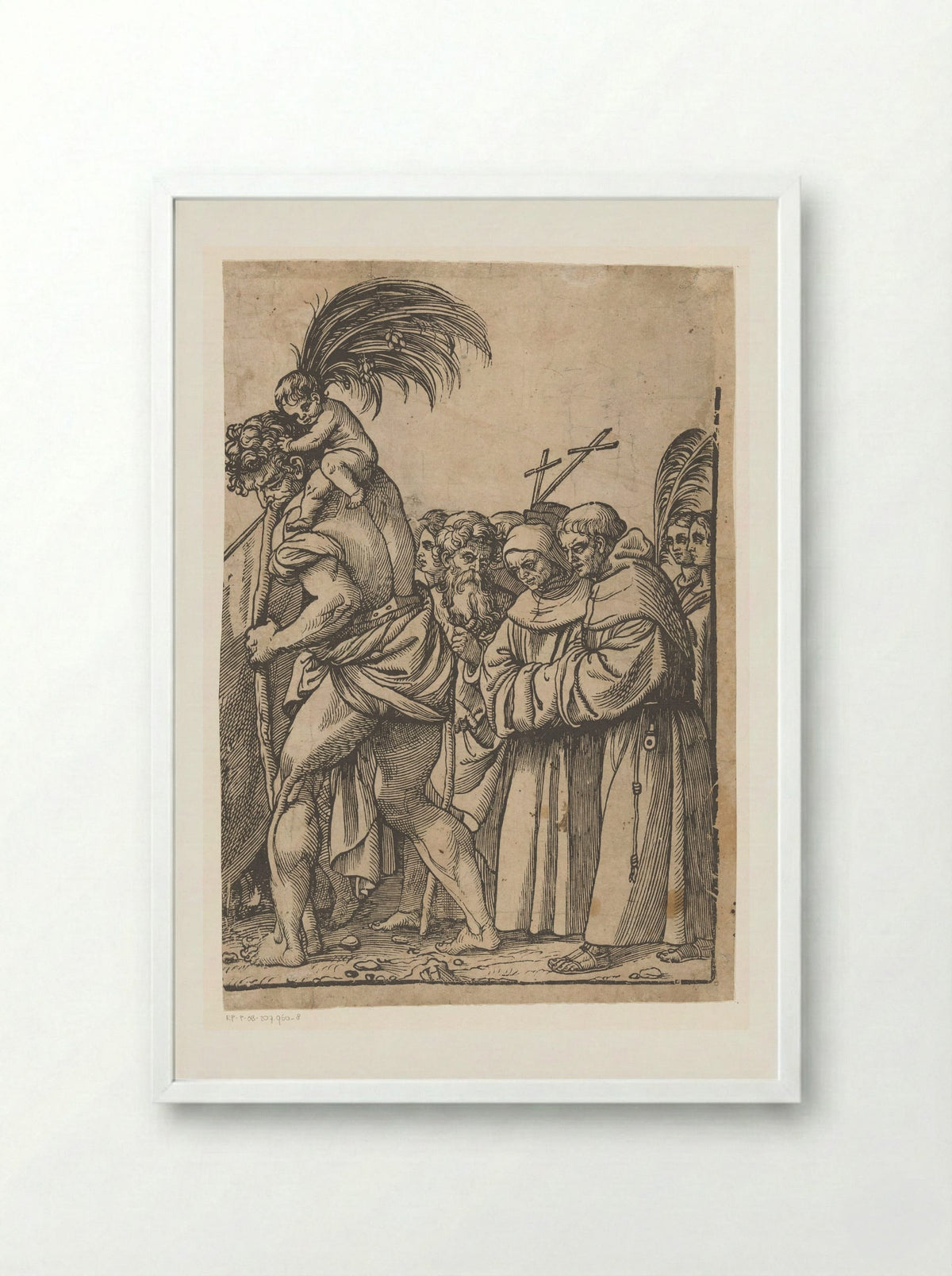 Triomf van Christus (achtste deel) - Andrea Andreani - Framed Print White